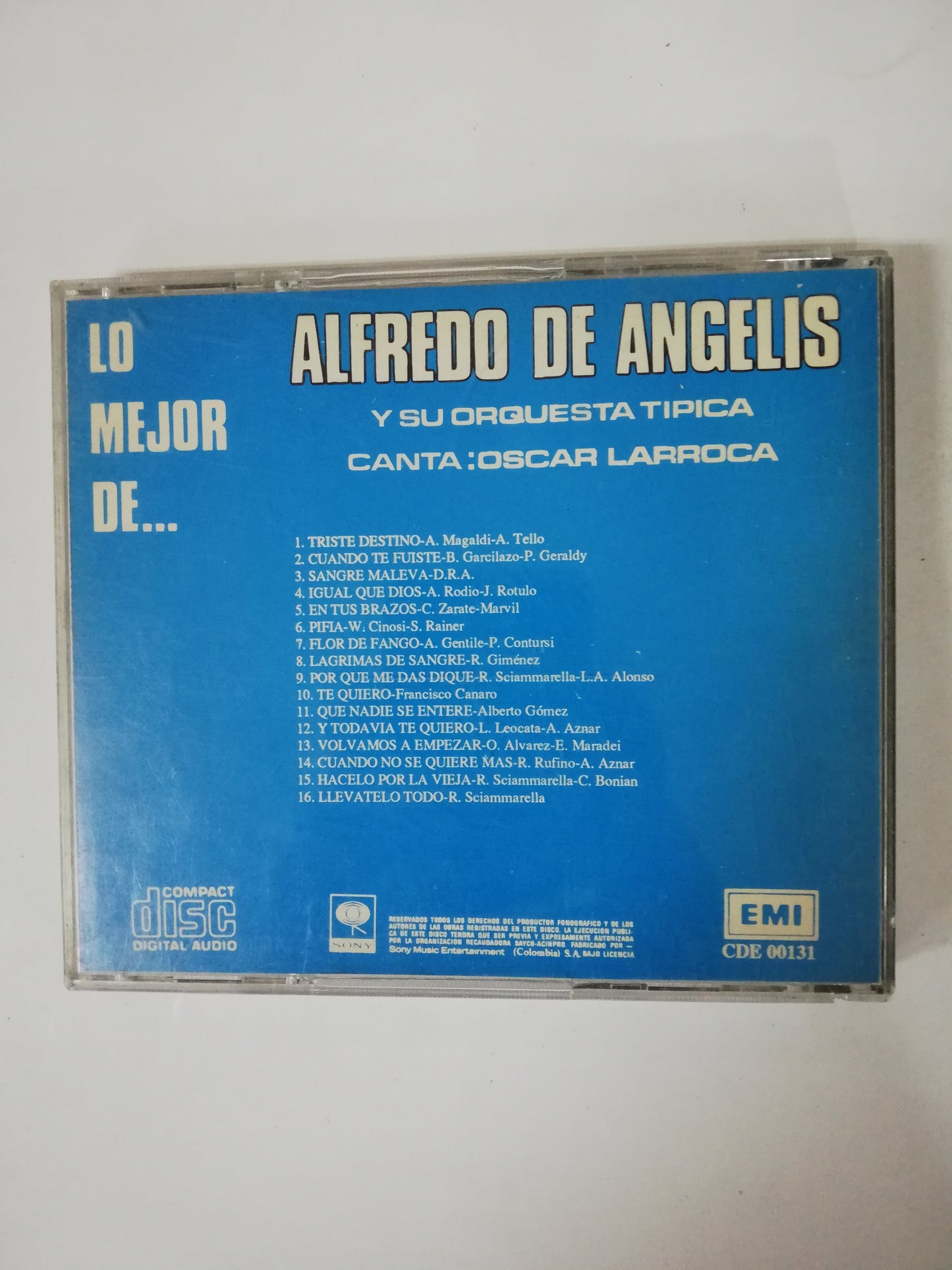 CD ALFREDO DE ANGELIS Y SU ORQUESTA TIPICA, CANTA OSCAR LARROCA - LO MEJOR