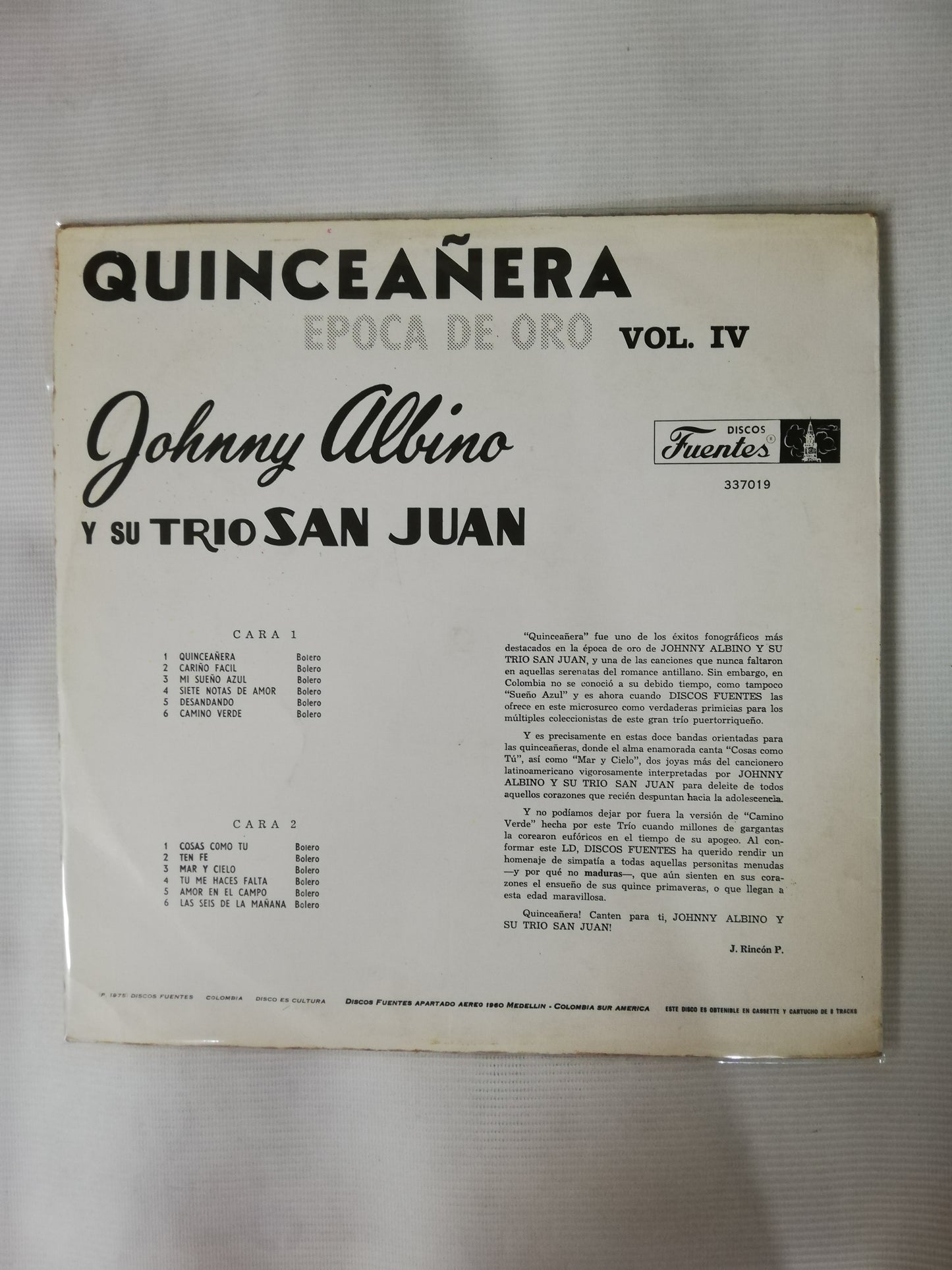 LP JOHNNY ALBINO Y SU TRIO SAN JUAN - QUINCEAÑERA, EPOCA DE ORO VOL. IV