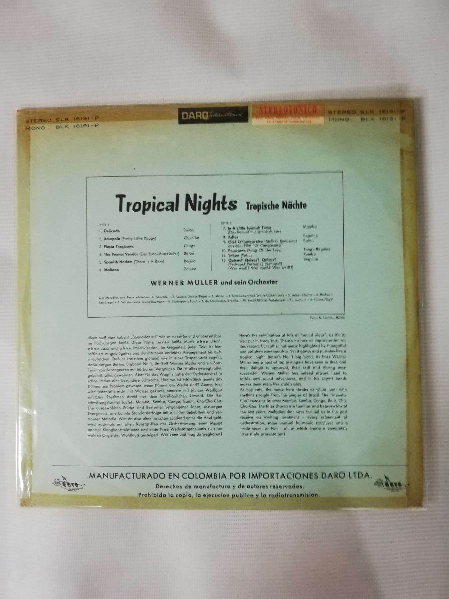 LP WERNER MÜLLER UND SEIN ORCHESTER - TROPICAL NIGHTS