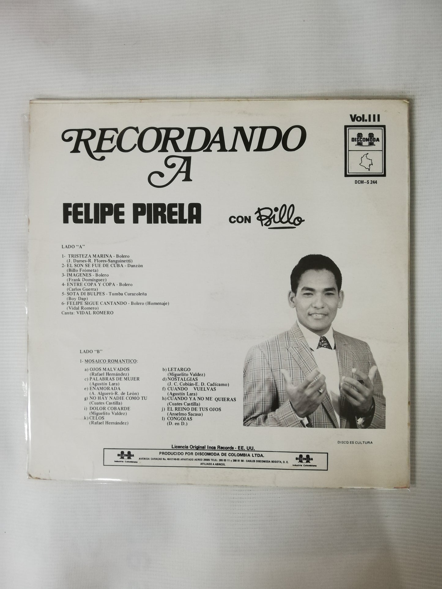 LP FELIPE PIRELA CON BILLO - RECORDANDO A FELIPE PIRELA VOL. III