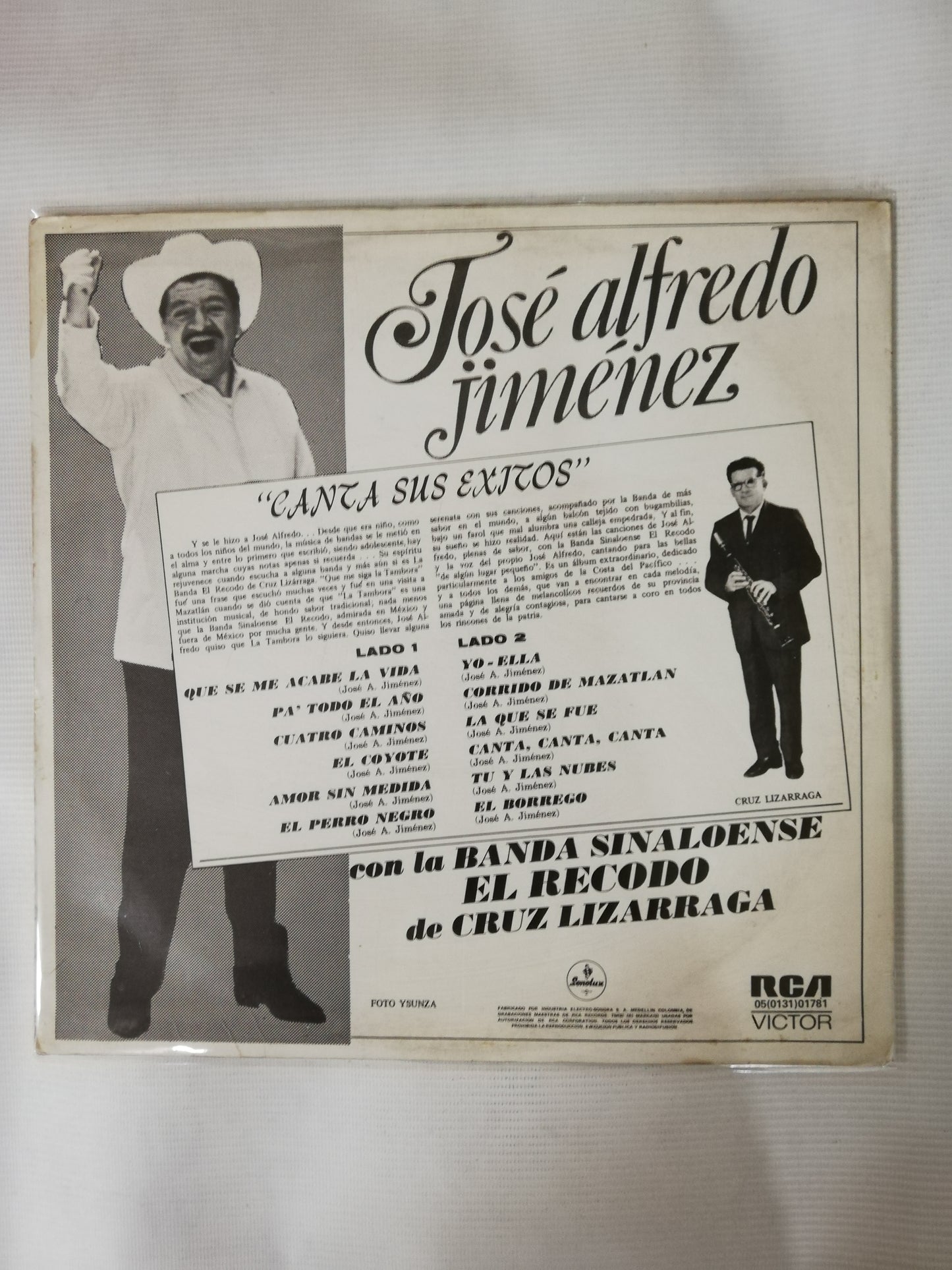 LP JOSÉ ALFREDO JIMENEZ - CANTA SUS EXITOS CON LA BANDA SINALOENSE EL RECODO DE CRUZ LIZARRAGA