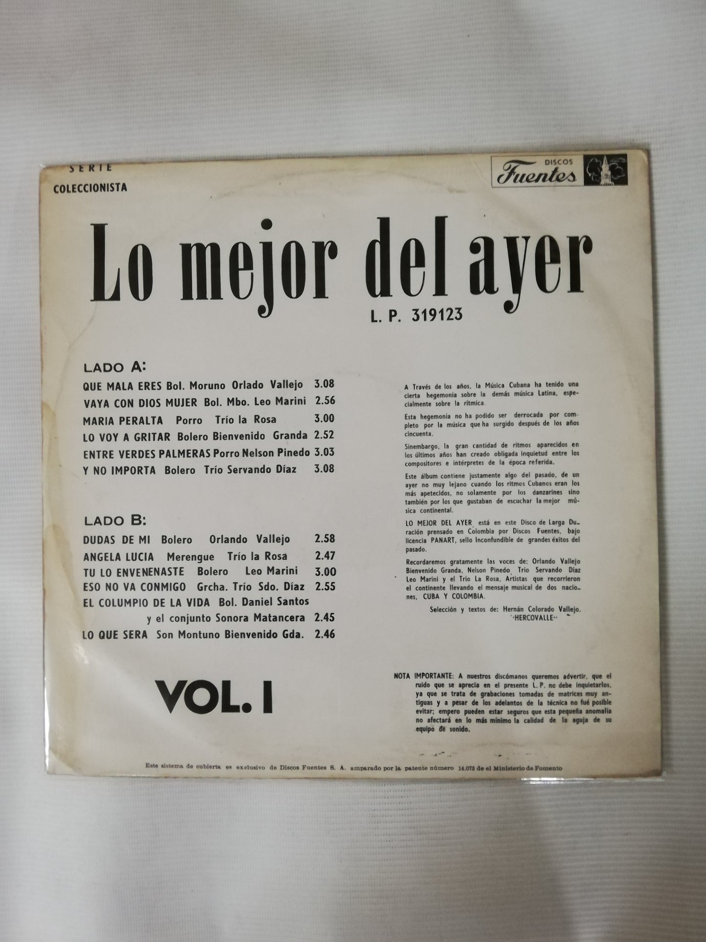 LP LO MEJOR DEL AYER - LO MEJOR DEL AYER VOL. I