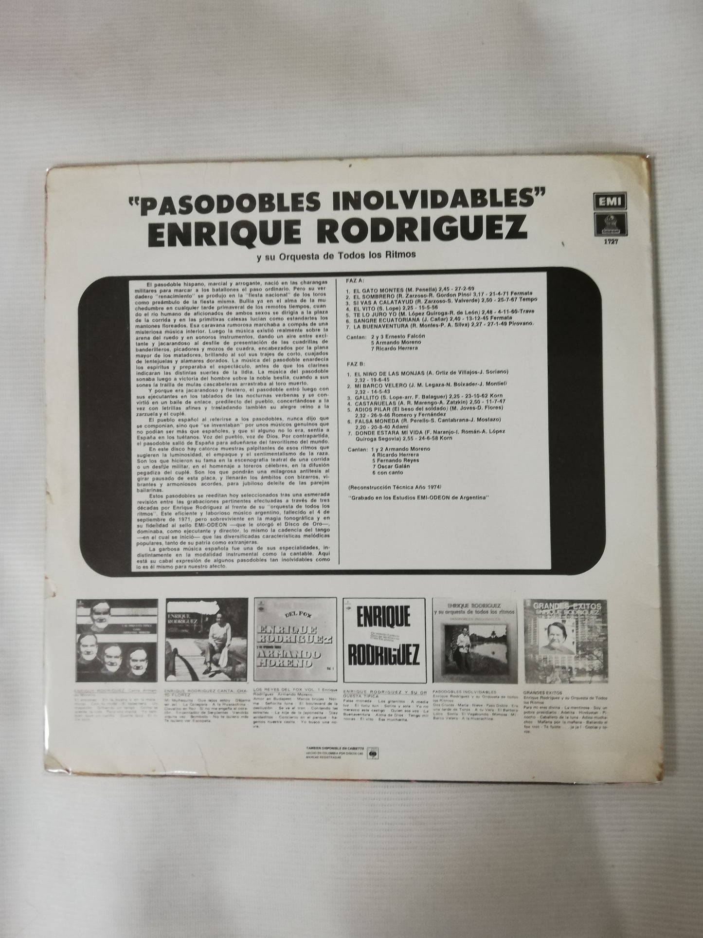 LP ENRIQUE RODRIGUEZ Y SU ORQUESTA DE TODOS LOS RITMOS - PASODOBLES INOLVIDABLES