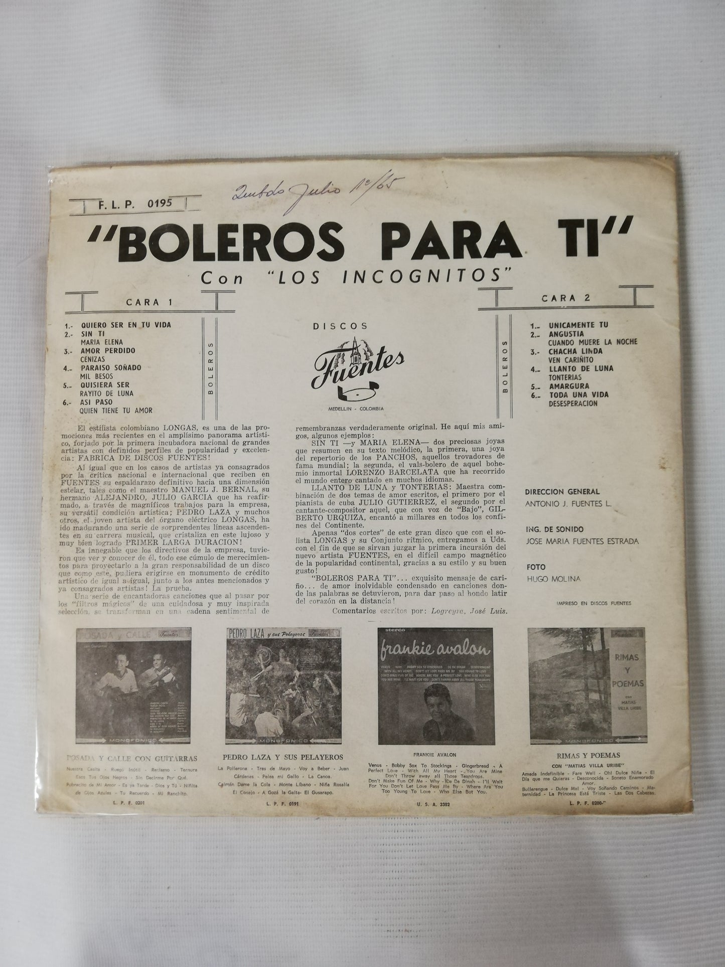 LP LOS INCOGNITOS - BOLEROS PARA TI...CON LOS INCOGNITOS