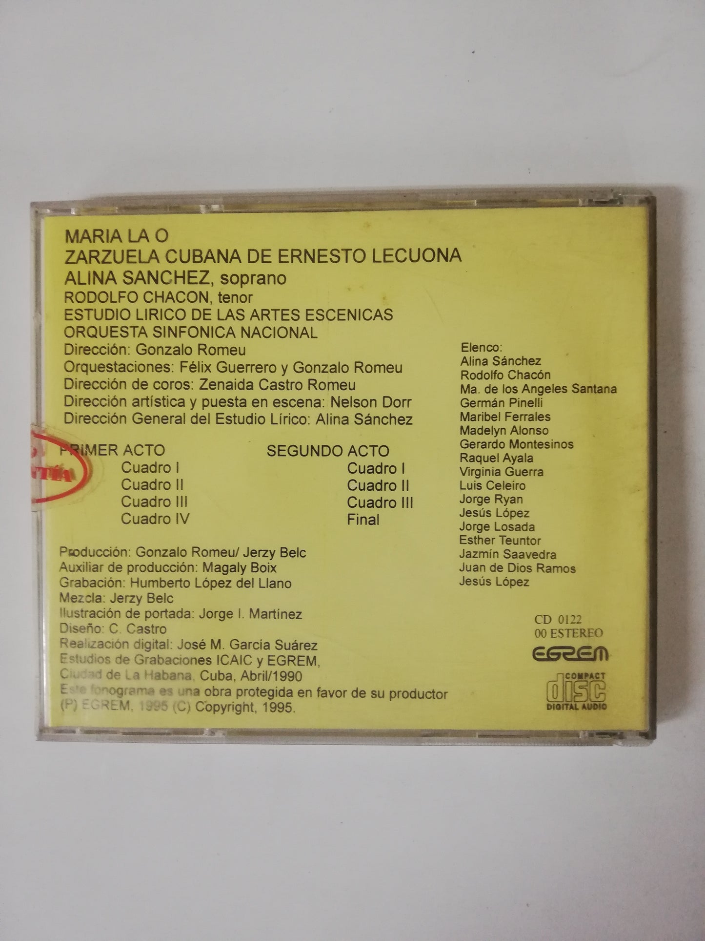 CD ZARZUELA CUBANA DE ERNESTO LECUONA - MARIA LA O