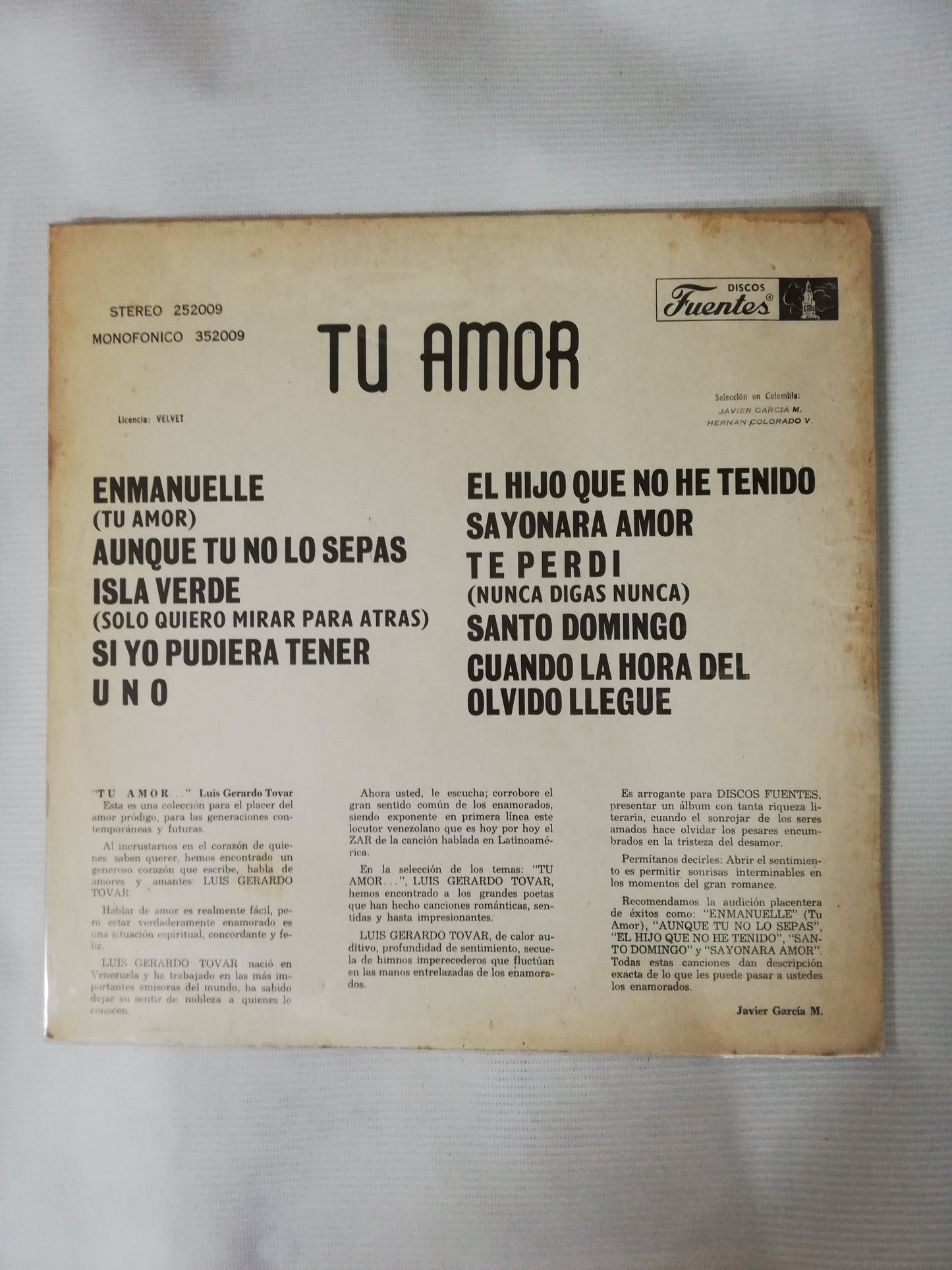 LP LUIS GERARDO TOVAR - TU AMOR