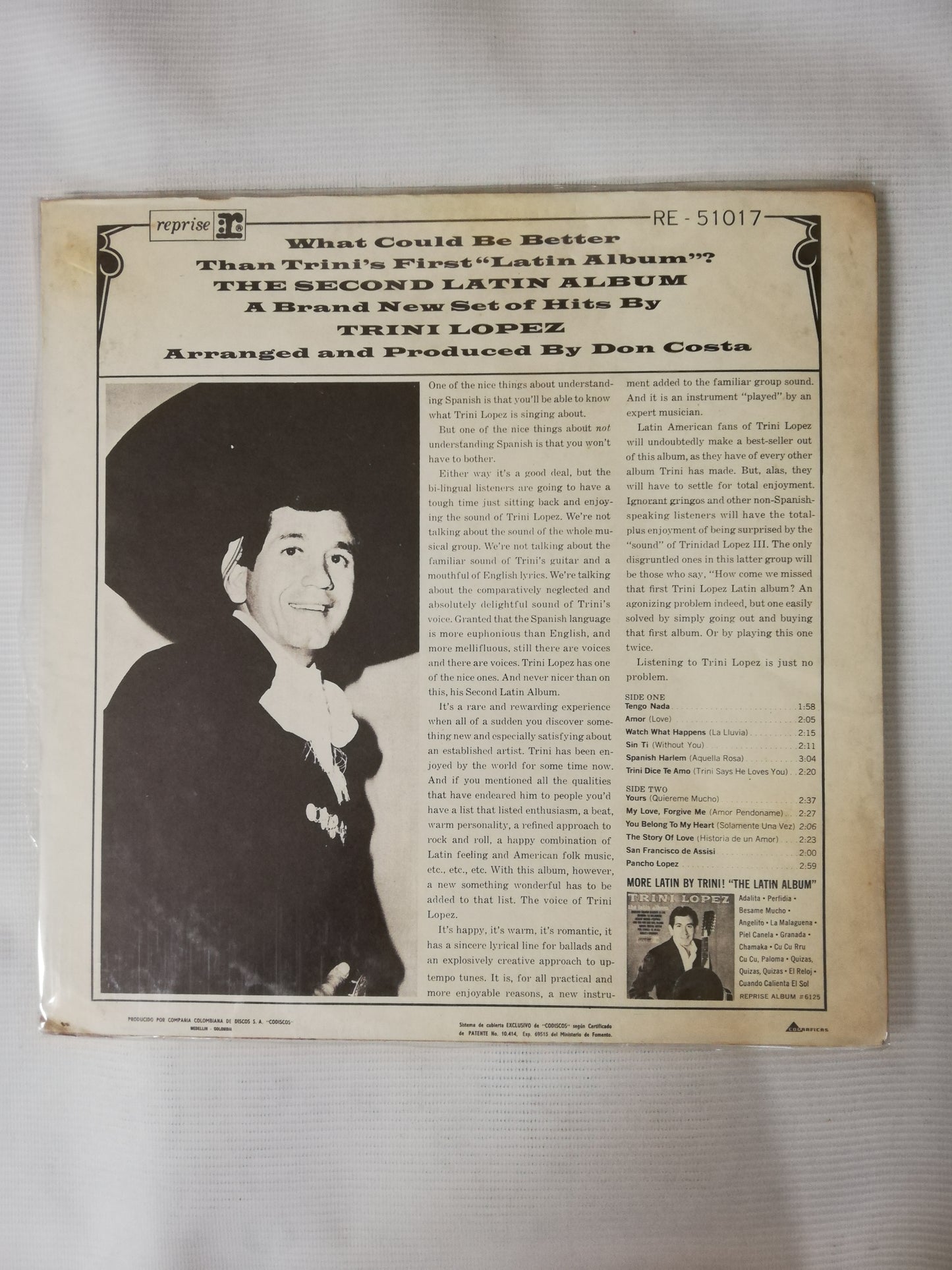 LP TRINI LOPEZ - THE SECOND LATIN ALBUM