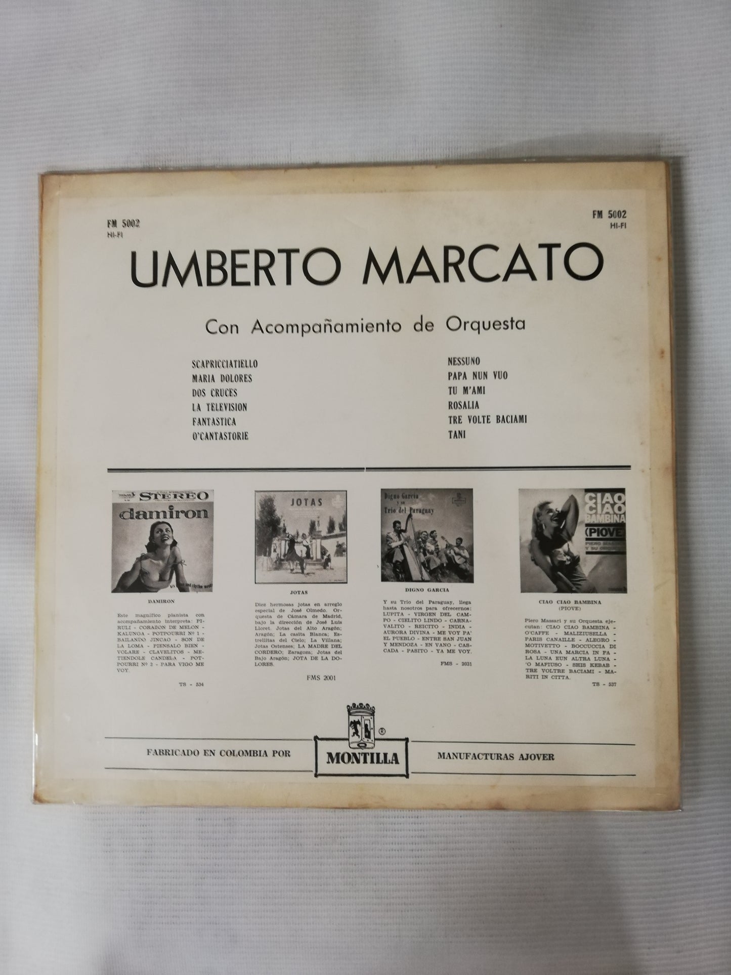 LP UMBERTO MARCATO - UMBERTO MARCATO CON ACOMPAÑAMIENTO DE ORQUESTA