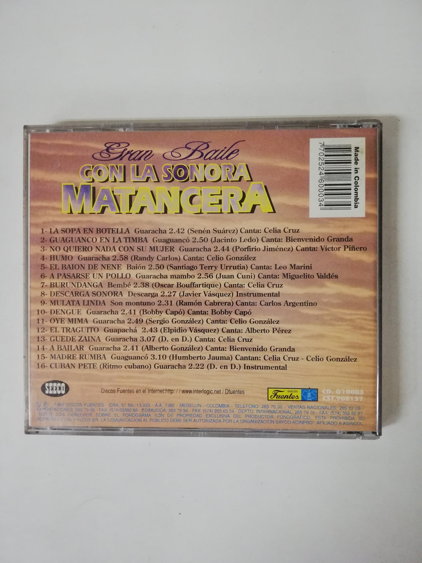 CD LA SONORA MATANCERA - GRAN BAILE CON LA SONORA MATANCERA - 16 EXITOS ORIGINALES