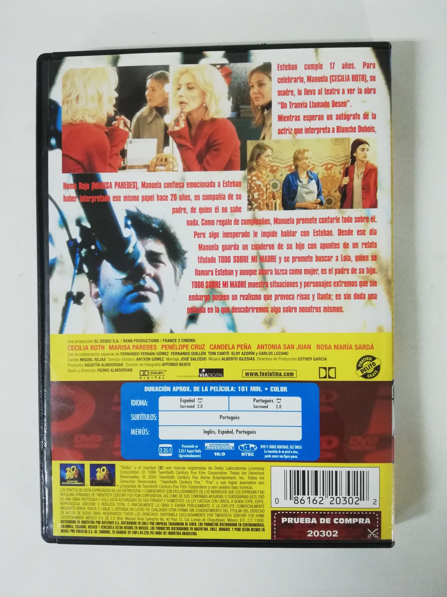 DVD TODO SOBRE MI MADRE - PEDRO ALMODOVAR