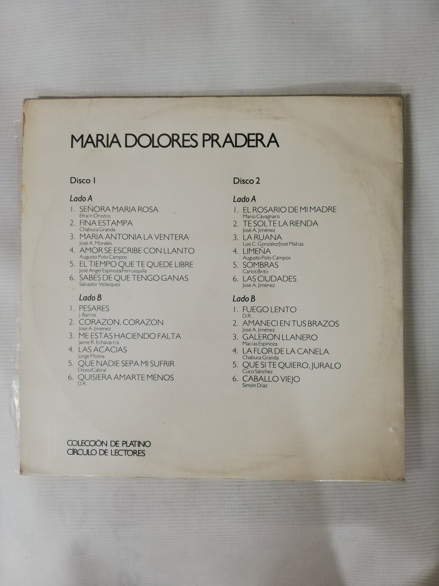 LP MARIA DOLORES PRADERA - COLECCIÓN DE PLATINO - VINYL X 2