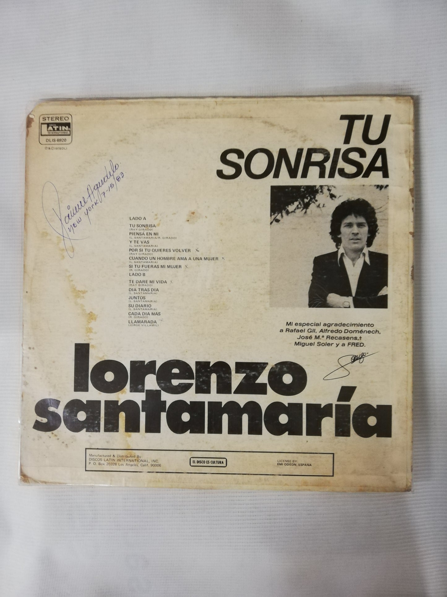 LP LORENZO SANTAMARIA - TU SONRISA