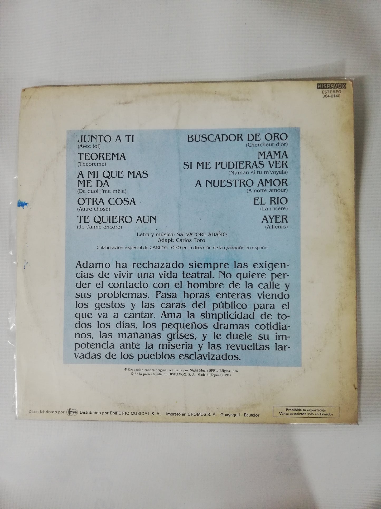 LP ADAMO - BUSCANDOR DE ORO