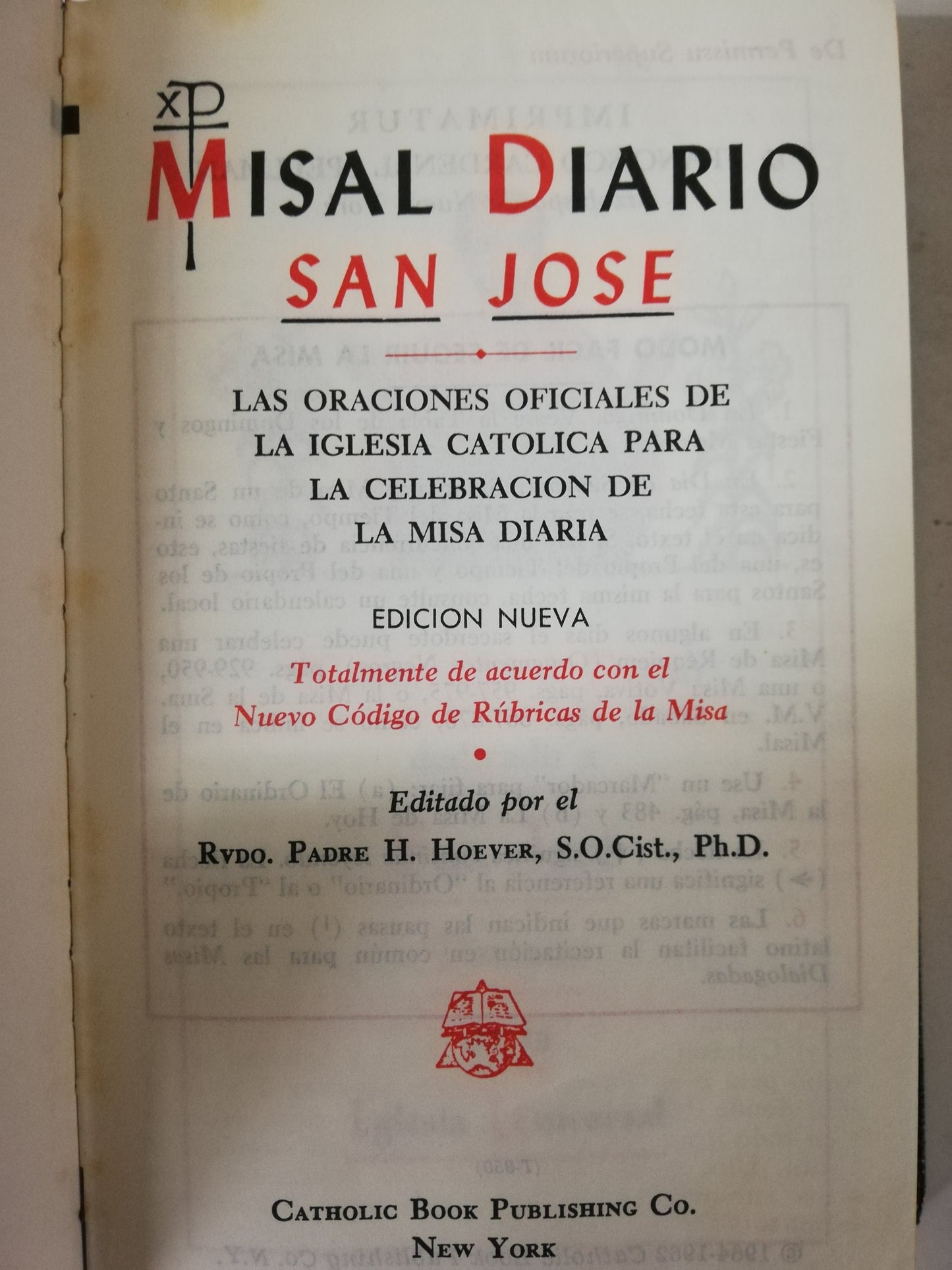 MISAL DIARIO SAN JOSÉ - PADRE H. HOEVER