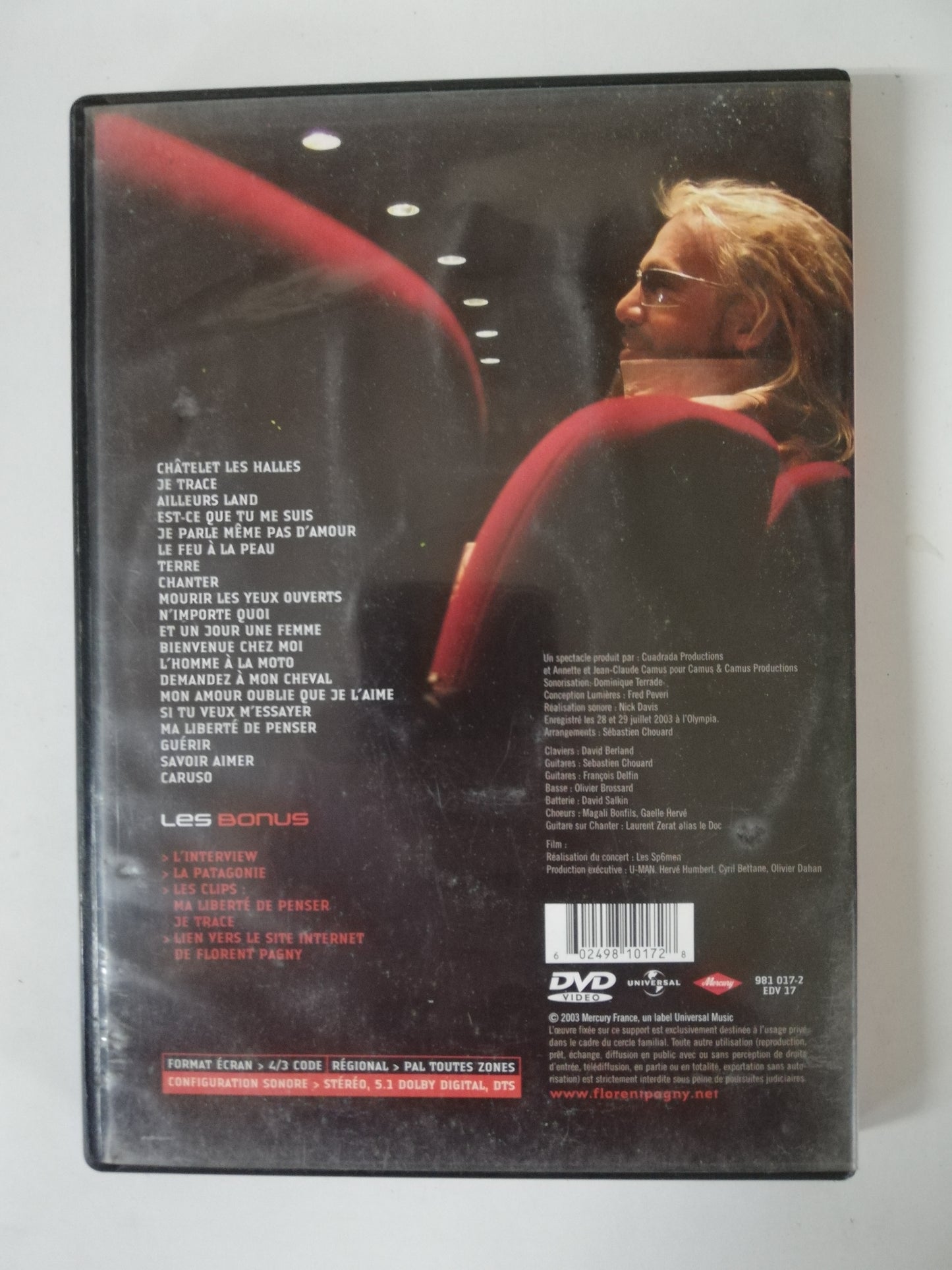 DVD FLORENT PAGNY - ÉTÉ 2003 Á L´OLYMPIA