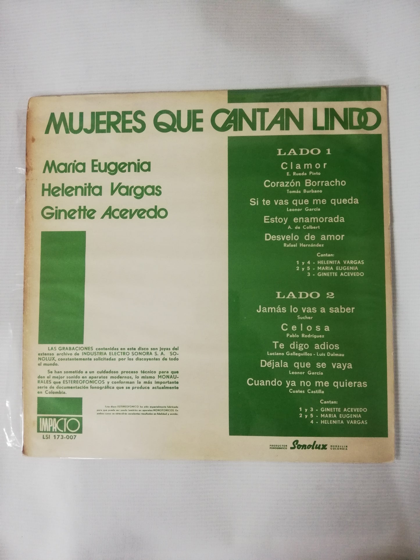 LP MARIA EUGENIA / HELENITA VARGAS / GINETTE ACEVEDO - MUJERES QUE CANTAN LINDO