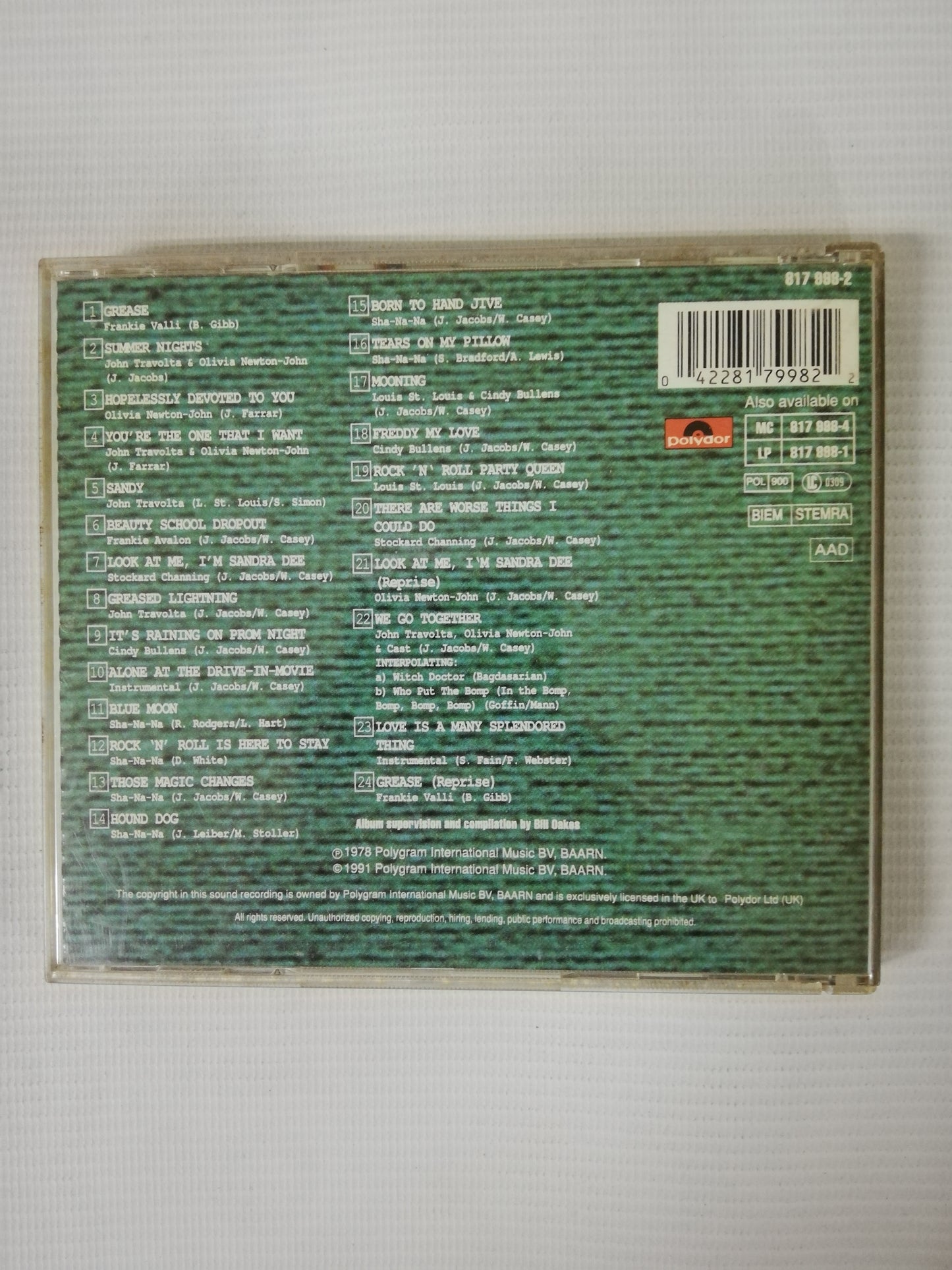 CD GREASE - JHON TRAVOLTA / OLIVIA NEWTON-JOHN - THE ORIGINAL SOUNDTRACK