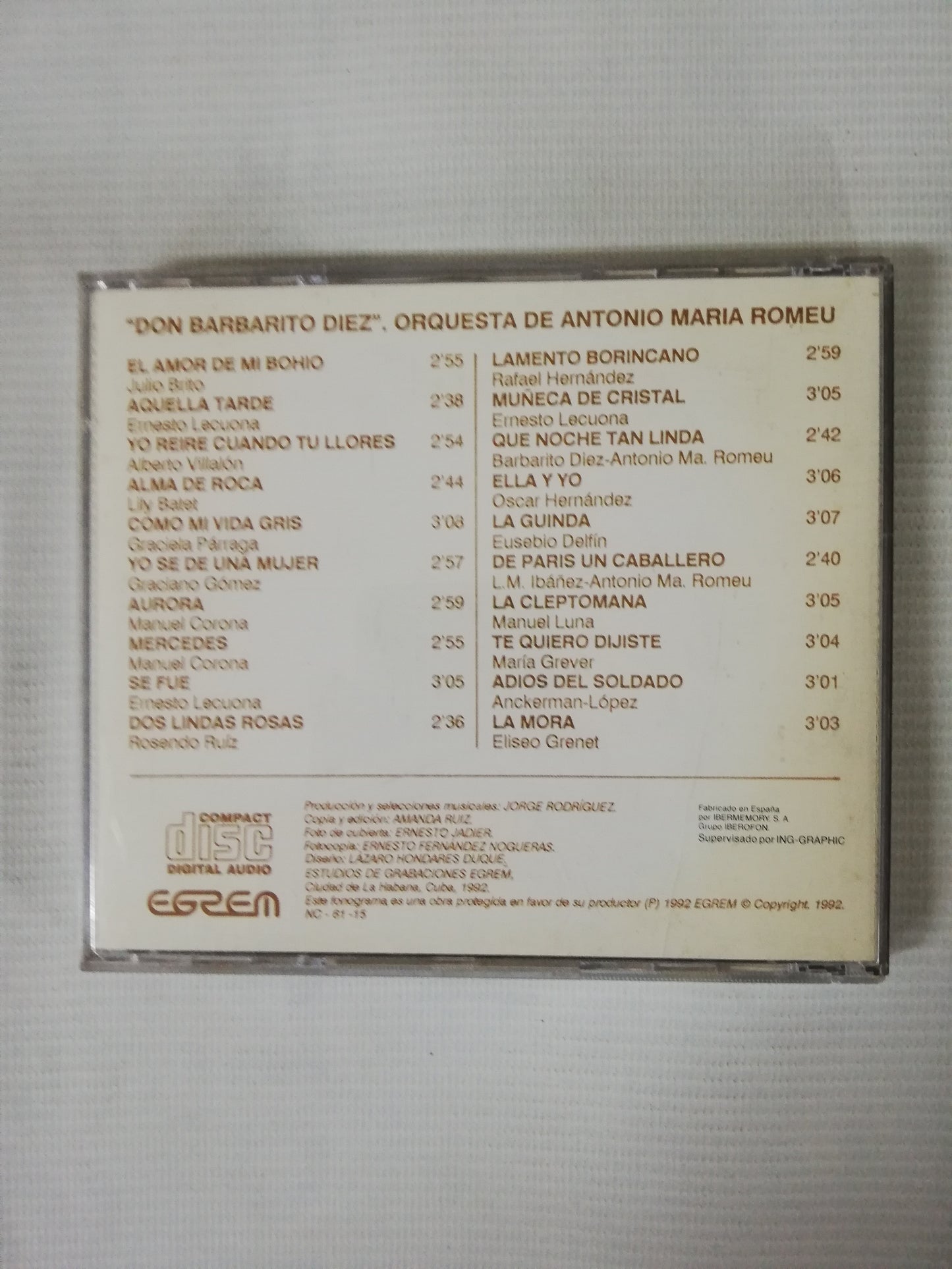 CD DON BARBARITO DIEZ - DON BARBARITO DIEZ Y LA ORQUESTA DE ANTONIO MARIA ROMEU