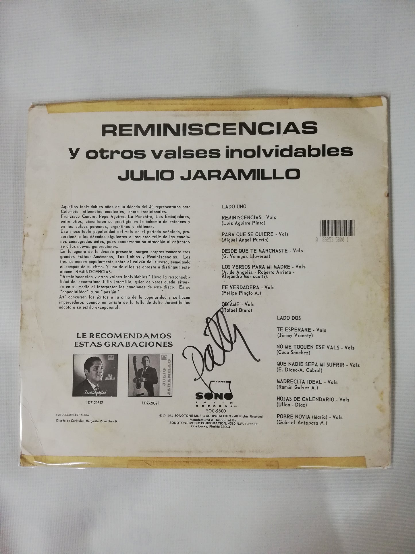 LP JULIO JARAMILLO - REMINISCENCIAS Y OTROS VALSES INOLVIDABLES