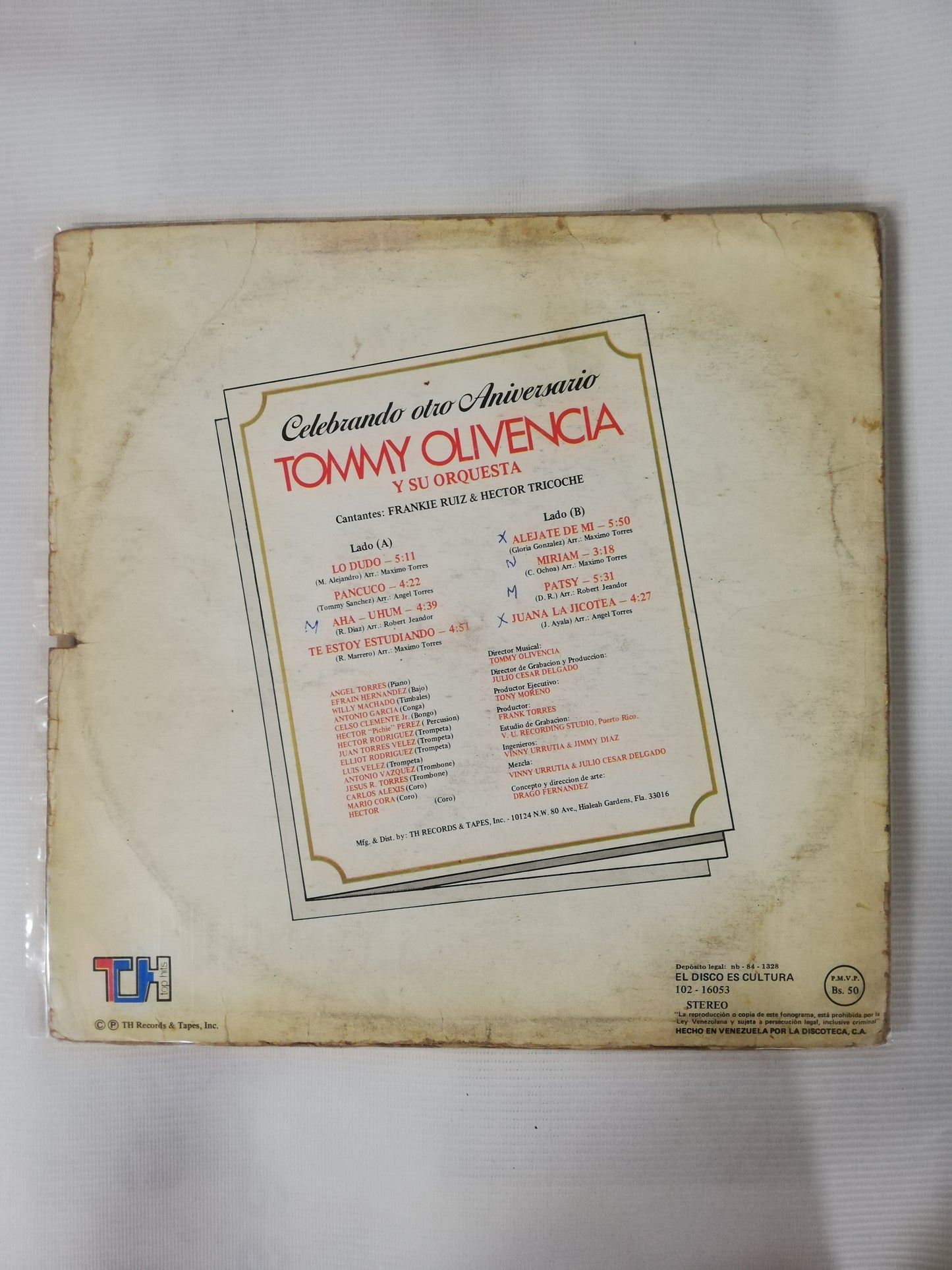 LP TOMMY OLIVENCIA Y SU ORQUESTA - CELEBRANDO OTRO ANIVERSARIO
