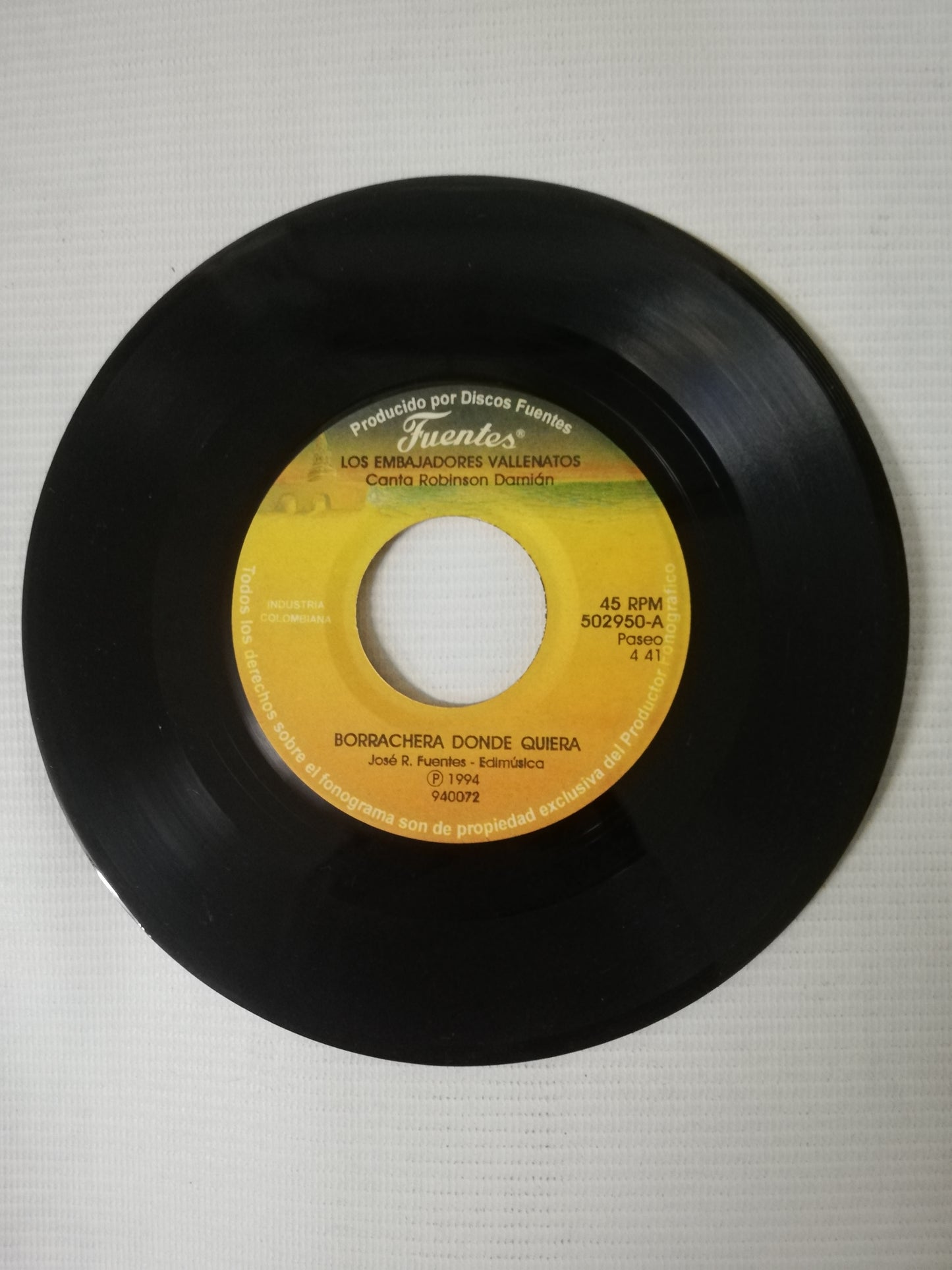 VINILO LOS EMBAJADORES VALLENATOS - BORRACHERA DONDE QUIERA / EL SANTO CACHON