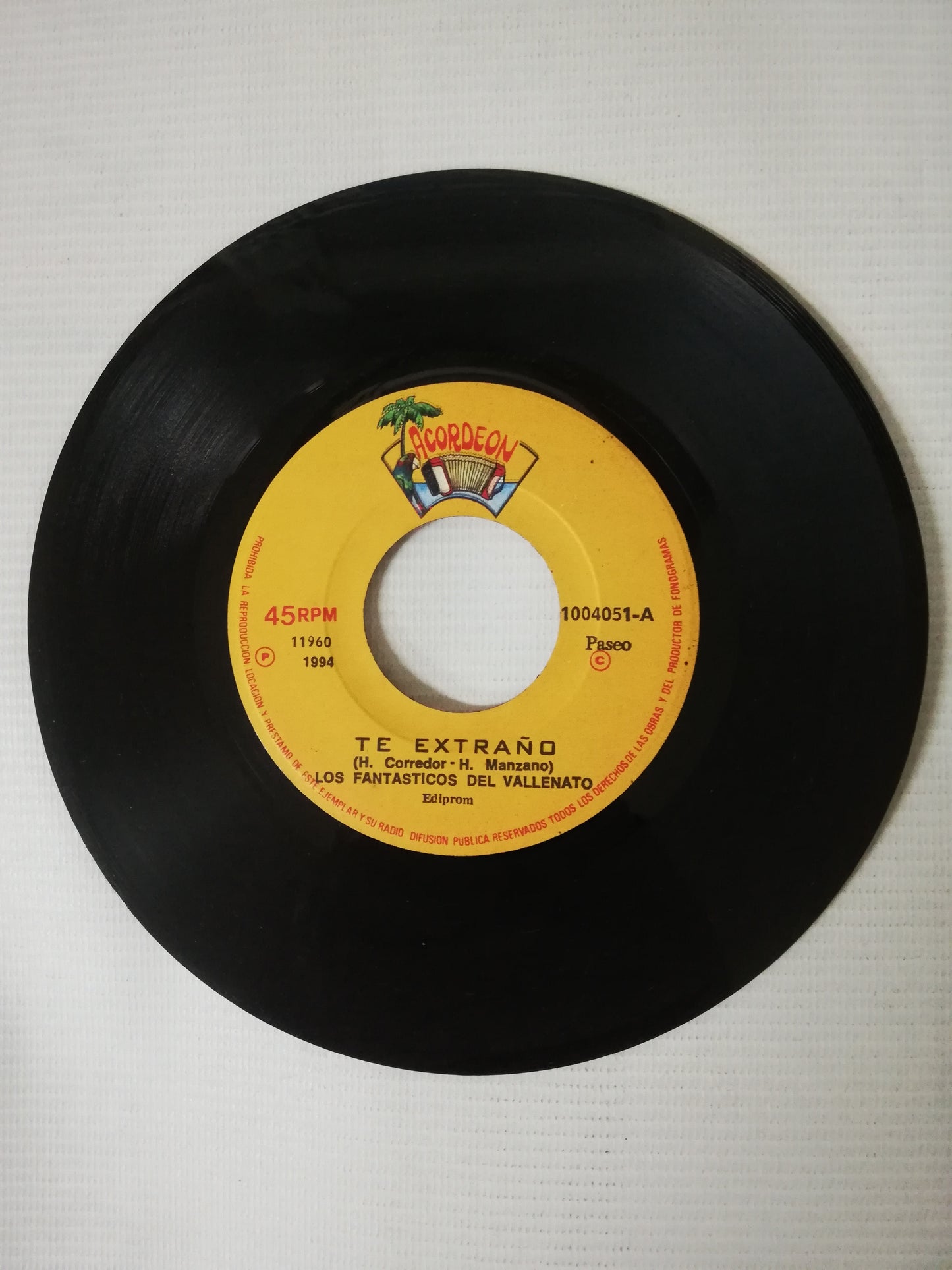 VINILO LOS FANTASMAS DEL VALLENATO - TE EXTRAÑO / AMOR DE CARAMELO