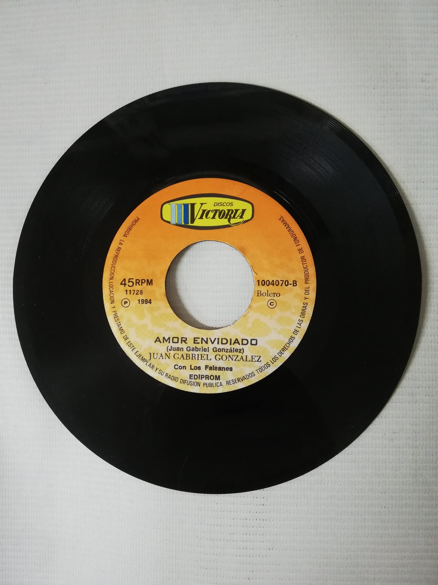 VINILO JUAN GABRIEL GONZALEZ CON LOS FAISANES - MIEDO A LOS AÑOS / AMOR ENVIDIADO
