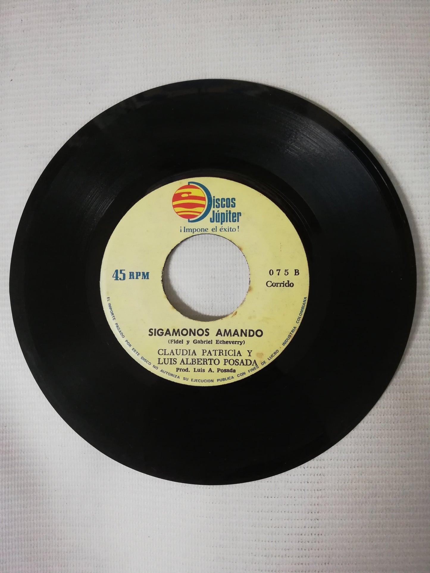 VINILO CLAUDIA PATRICIA - POR TU ORGULLO / SIGAMOS AMANDO