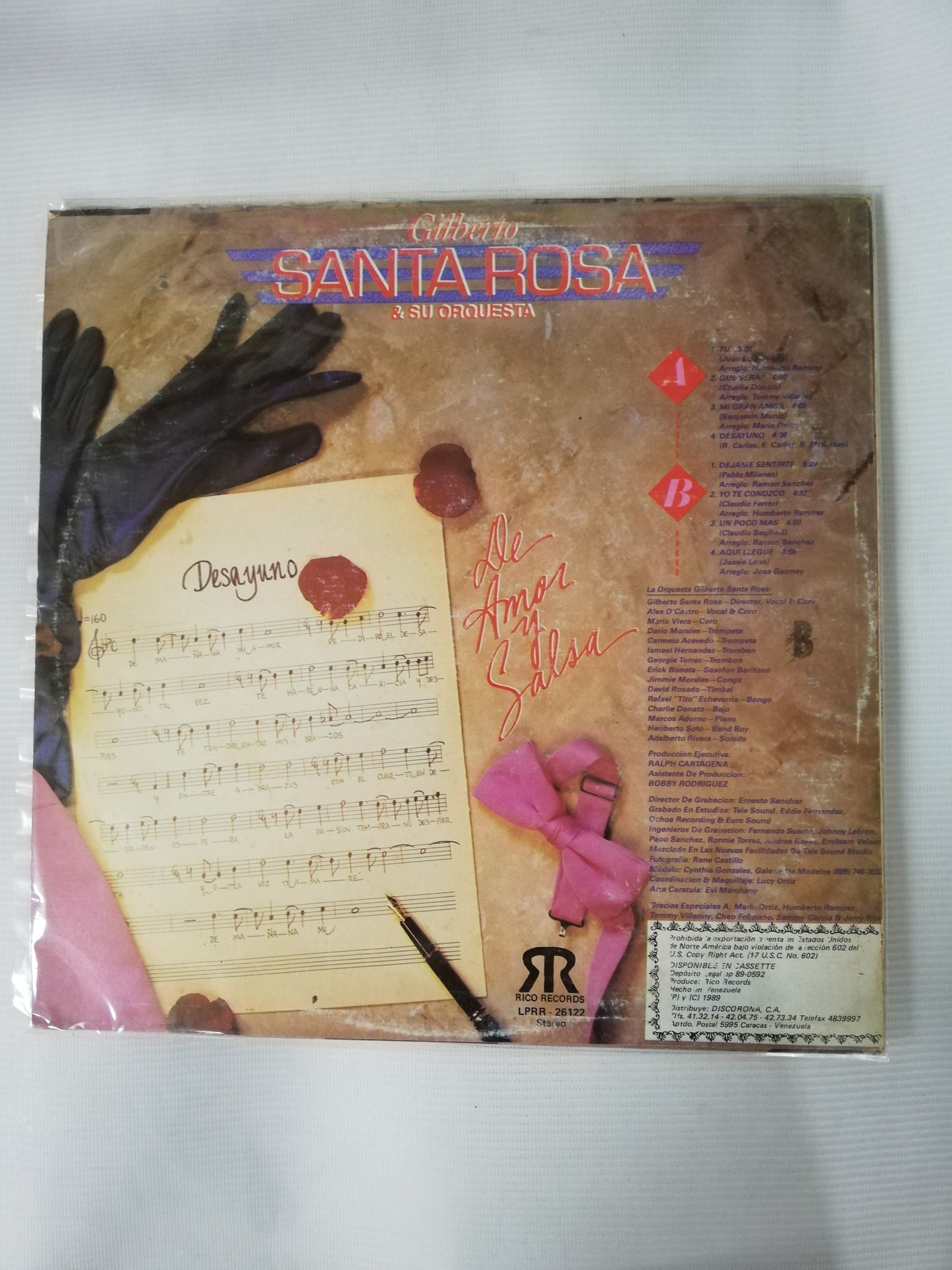 LP GILBERTO SANTA ROSA & SU ORQUESTA - DE AMOR Y SALSA