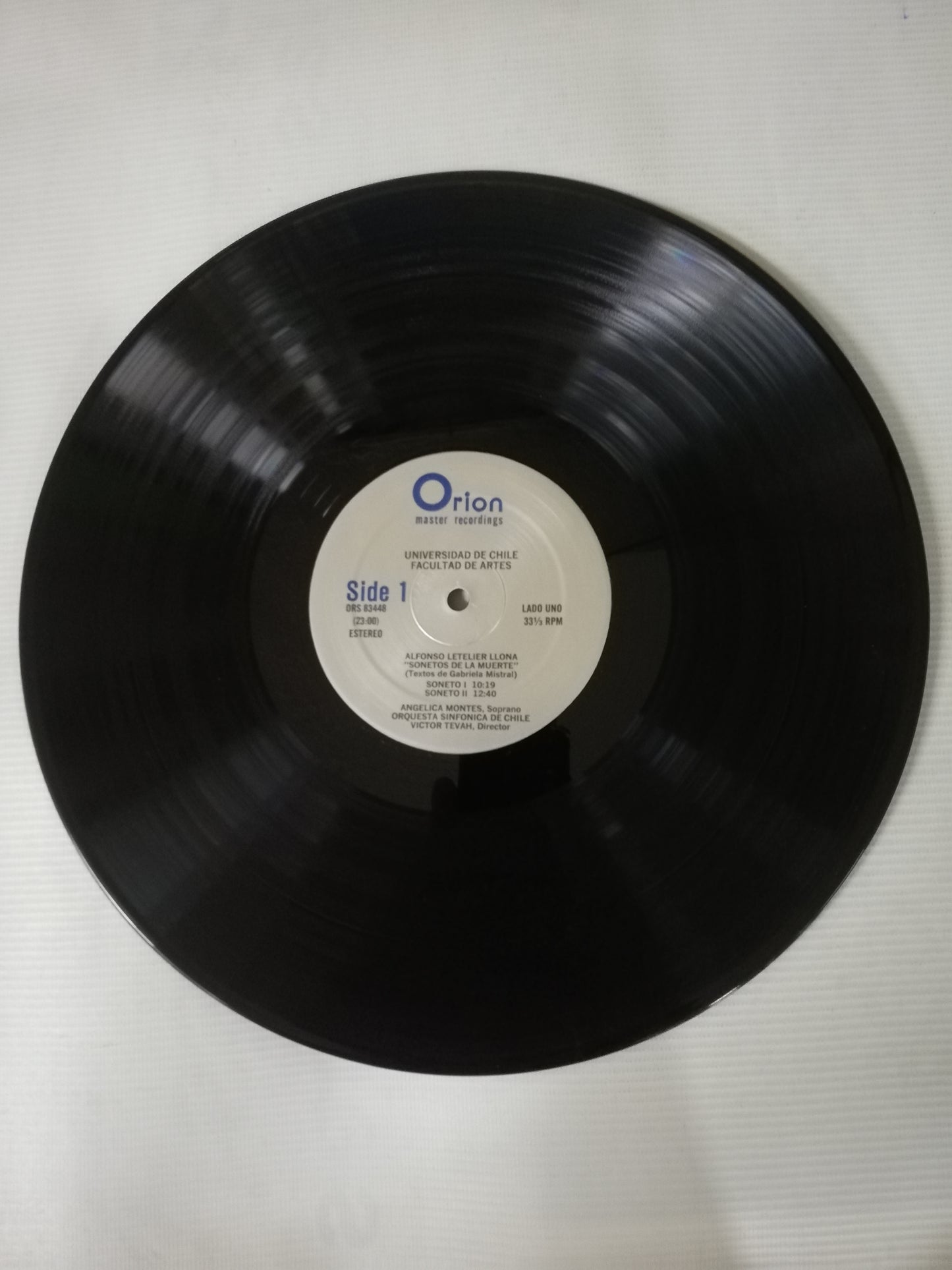 LP ALFONSO LETELIER / DARWIN VARGAS CON LA ORQUESTA SINFÓNICA DE CHILE - DIRECTOR: VICTOR TEVAH - SONETOS DE LA MUERTE DE GABRIELA MISTRAL