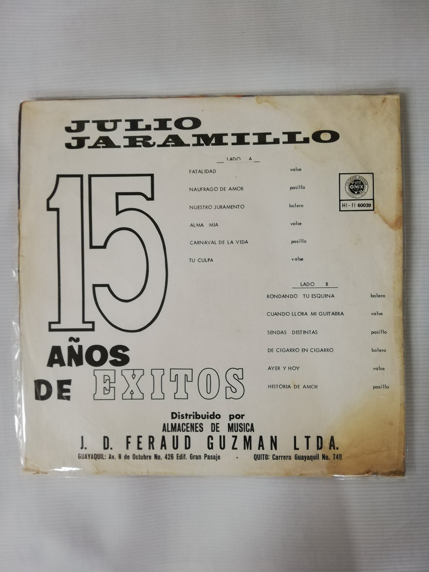 LP JULIO JARAMILLO - 15 AÑOS DE EXITOS