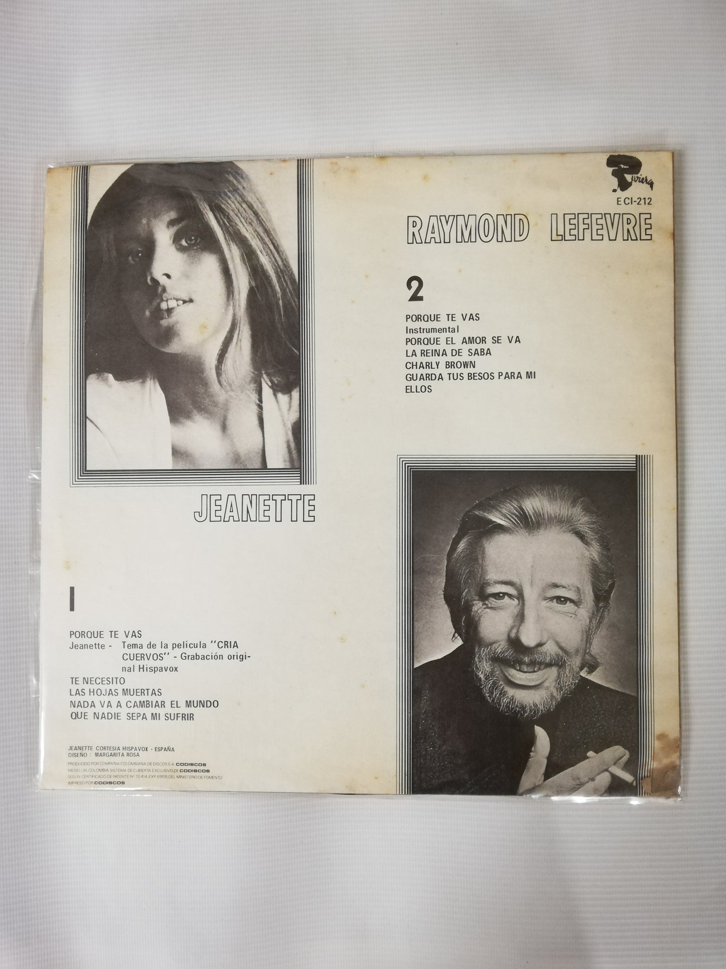 LP JEANETTE CON RAYMOND LEFEVRE Y SU GRAN ORQUESTA - PORQUE TE VAS BANDA SONORA ORIGINAL DE LA PELICULA CRIA CUERVOS