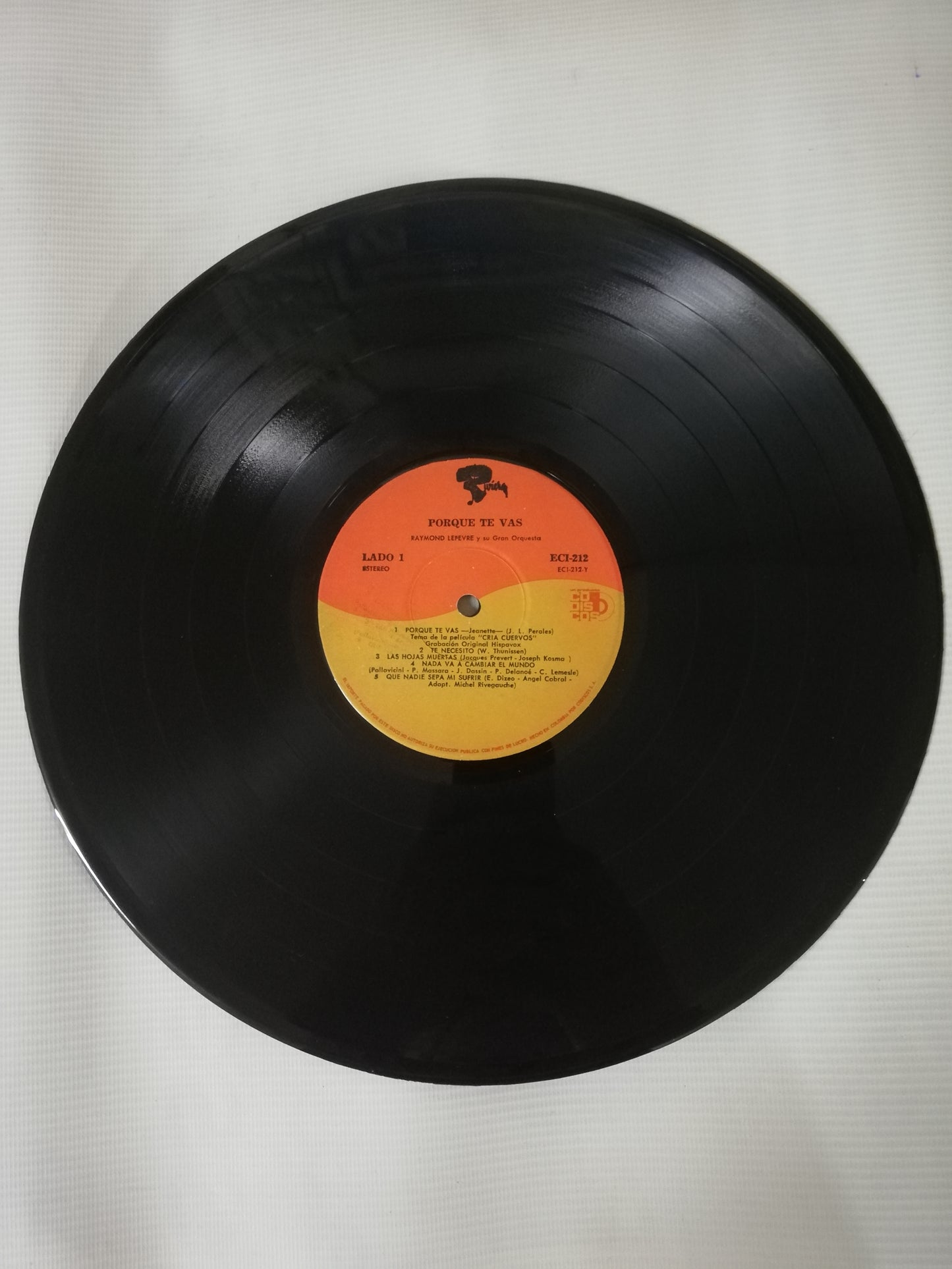 LP JEANETTE CON RAYMOND LEFEVRE Y SU GRAN ORQUESTA - PORQUE TE VAS BANDA SONORA ORIGINAL DE LA PELICULA CRIA CUERVOS