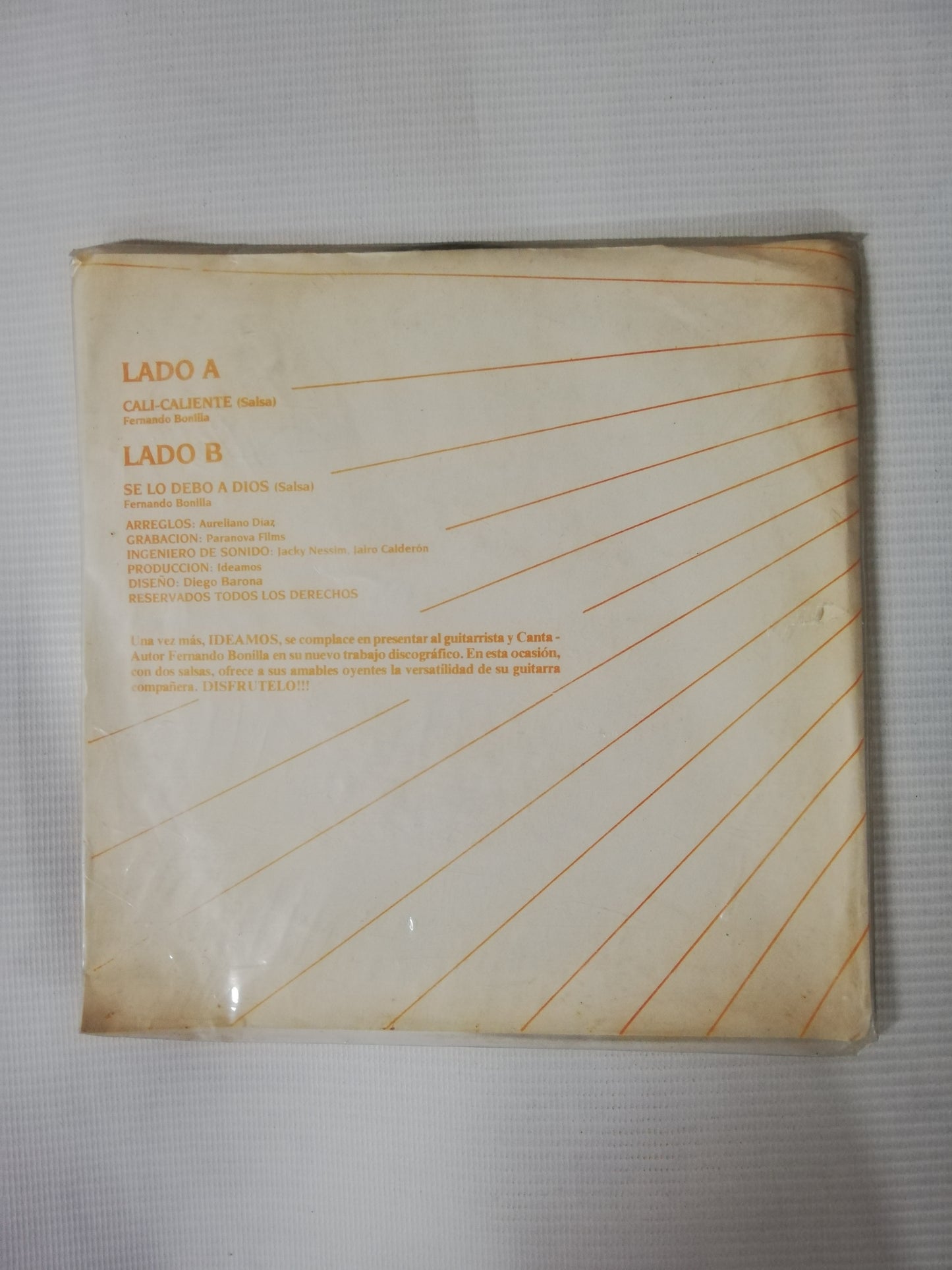 VINILO FERNANDO BONILLA - CALI CALIENTE / SE LO DEBO A DIOS