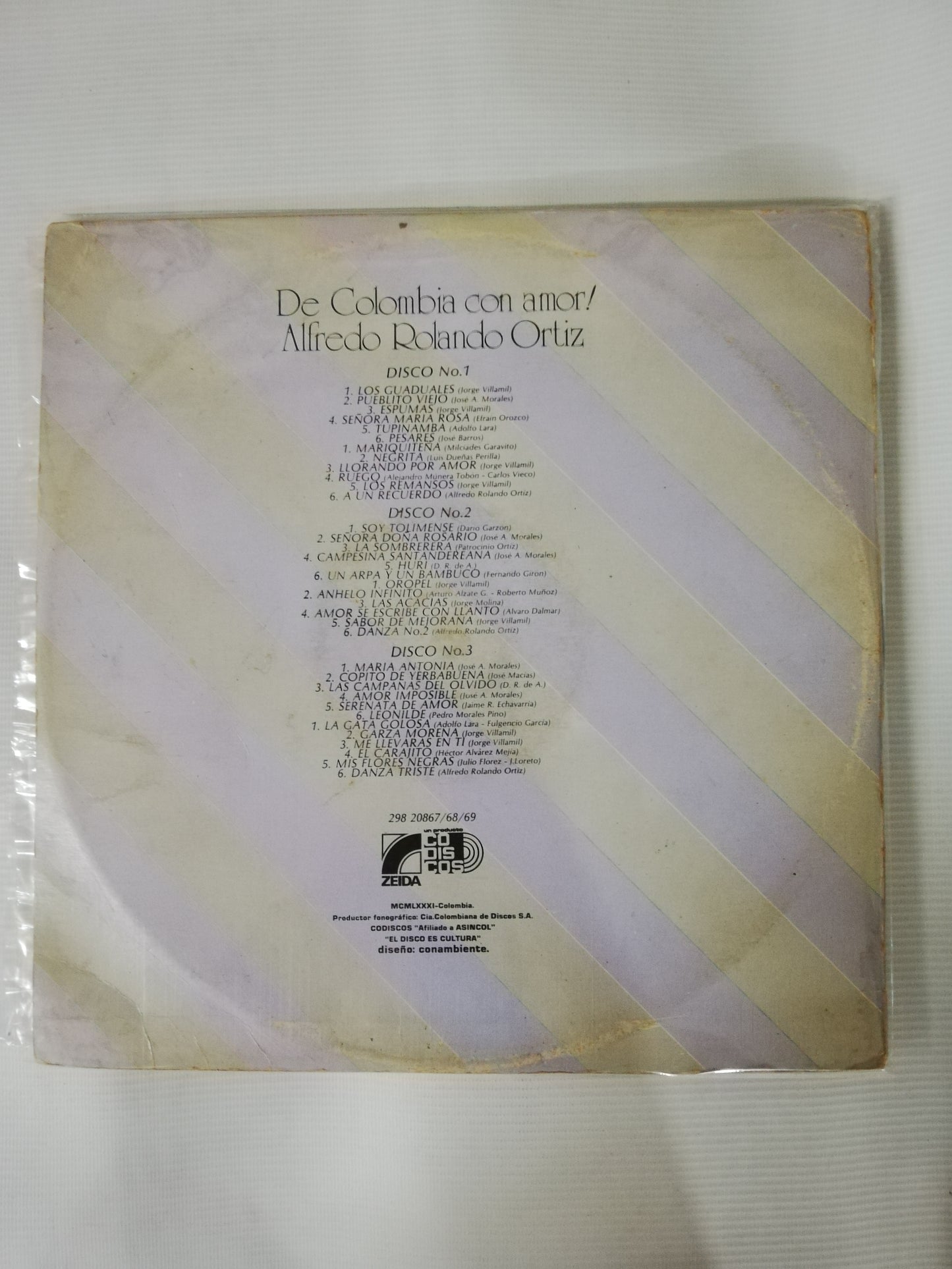 LP ALFREDO ROLANDO ORTIZ - DE COLOMBIA CON AMOR - VINYL X 3
