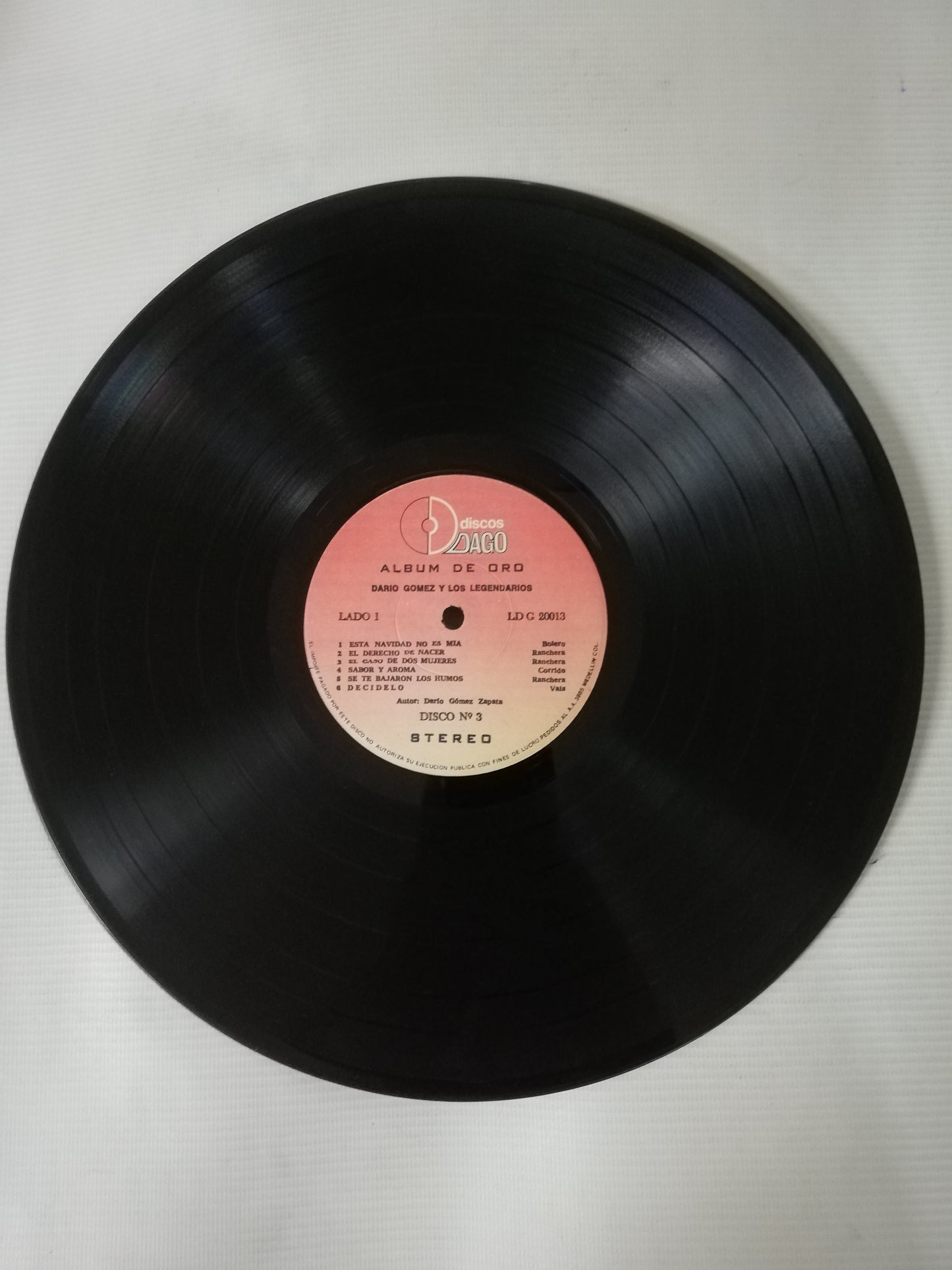 LP DARIO GOMEZ Y LOS LEGENDARIOS - ALBUM DE ORO - 36 EXITOS - VINYL X 3