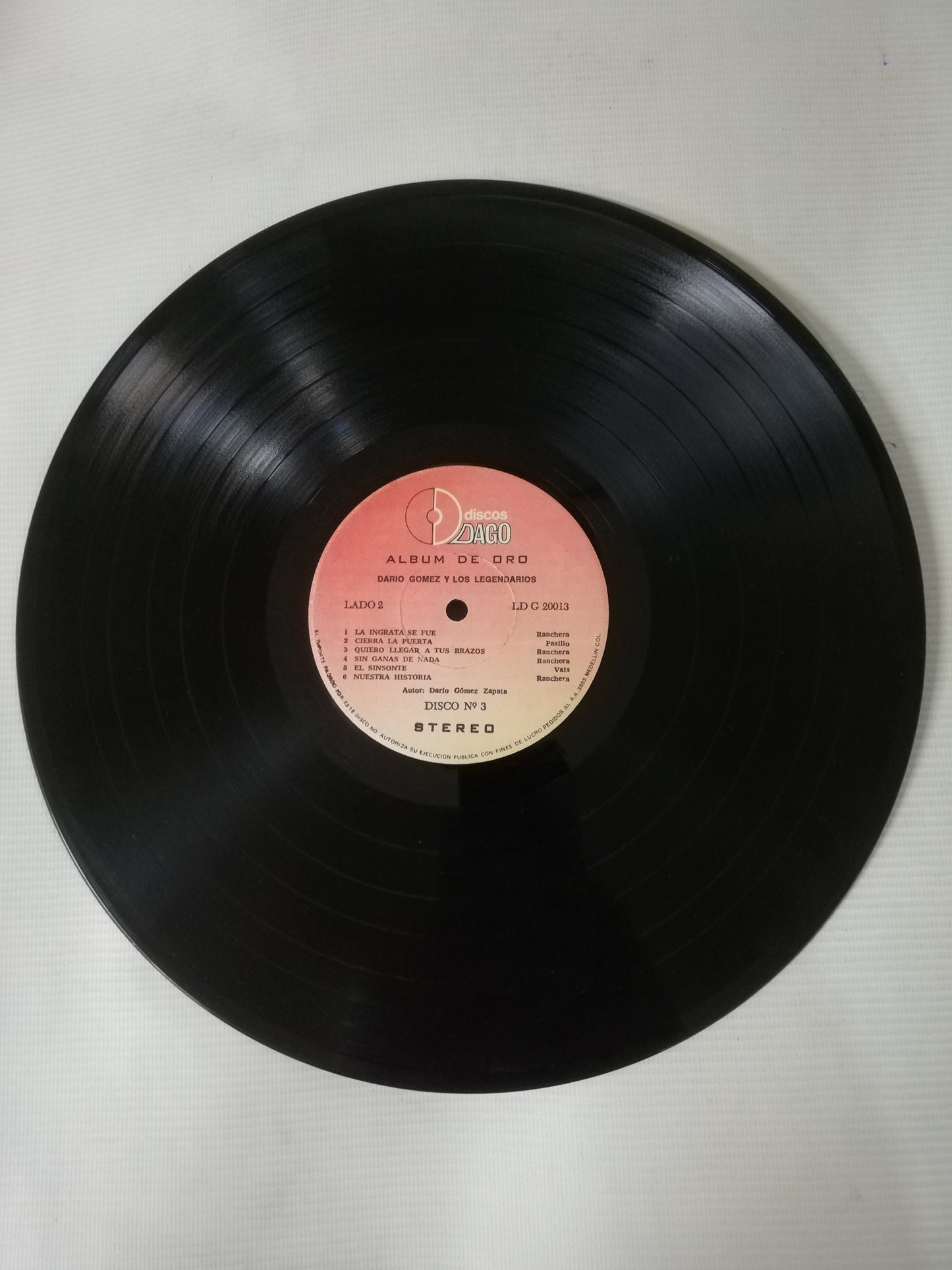 LP DARIO GOMEZ Y LOS LEGENDARIOS - ALBUM DE ORO - 36 EXITOS - VINYL X 3