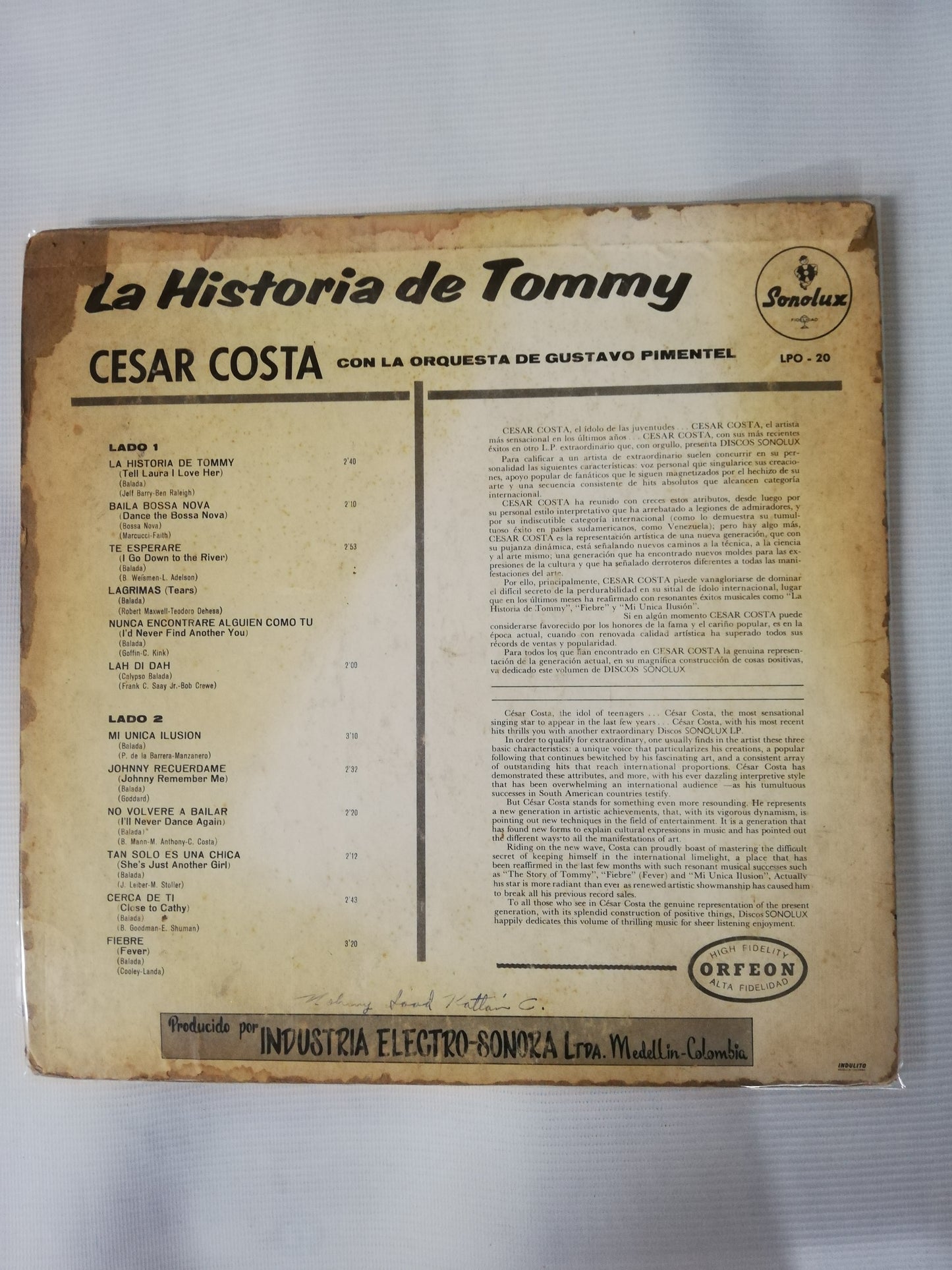 LP CESAR COSTA - LA HISTORIA DE TOMMY