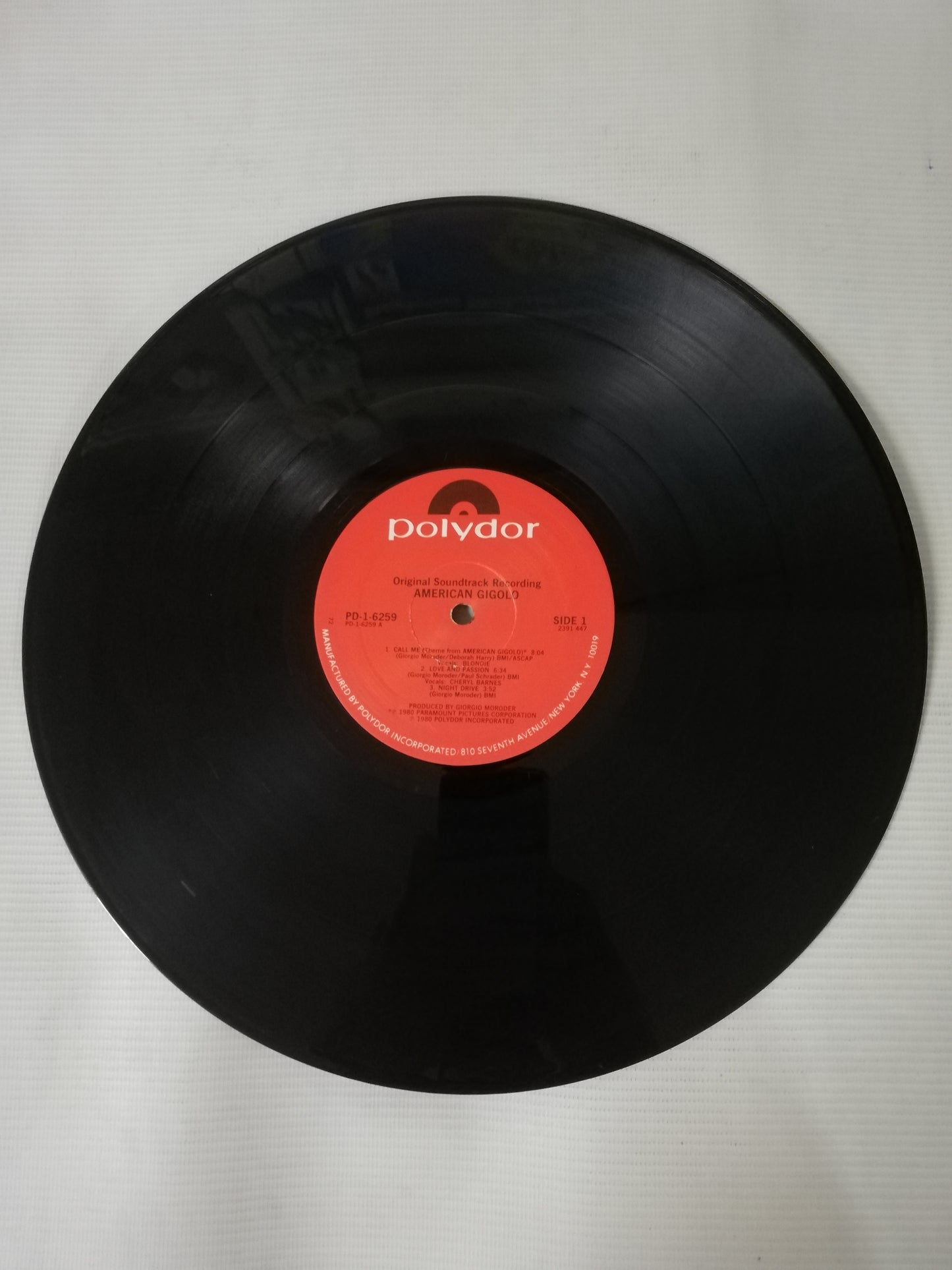 LP AMERICAN GIGOLO - ORIGINAL SOUNDTRACK RECORDING - MUSIC COMPOSED BY GIORGIO MORODER