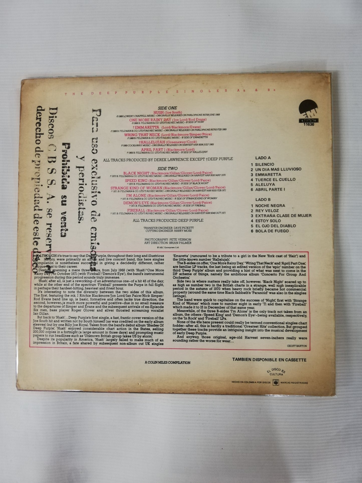 LP DEEP PURPLE - THE DEEP PURPLE SINGLES A´s & B´s