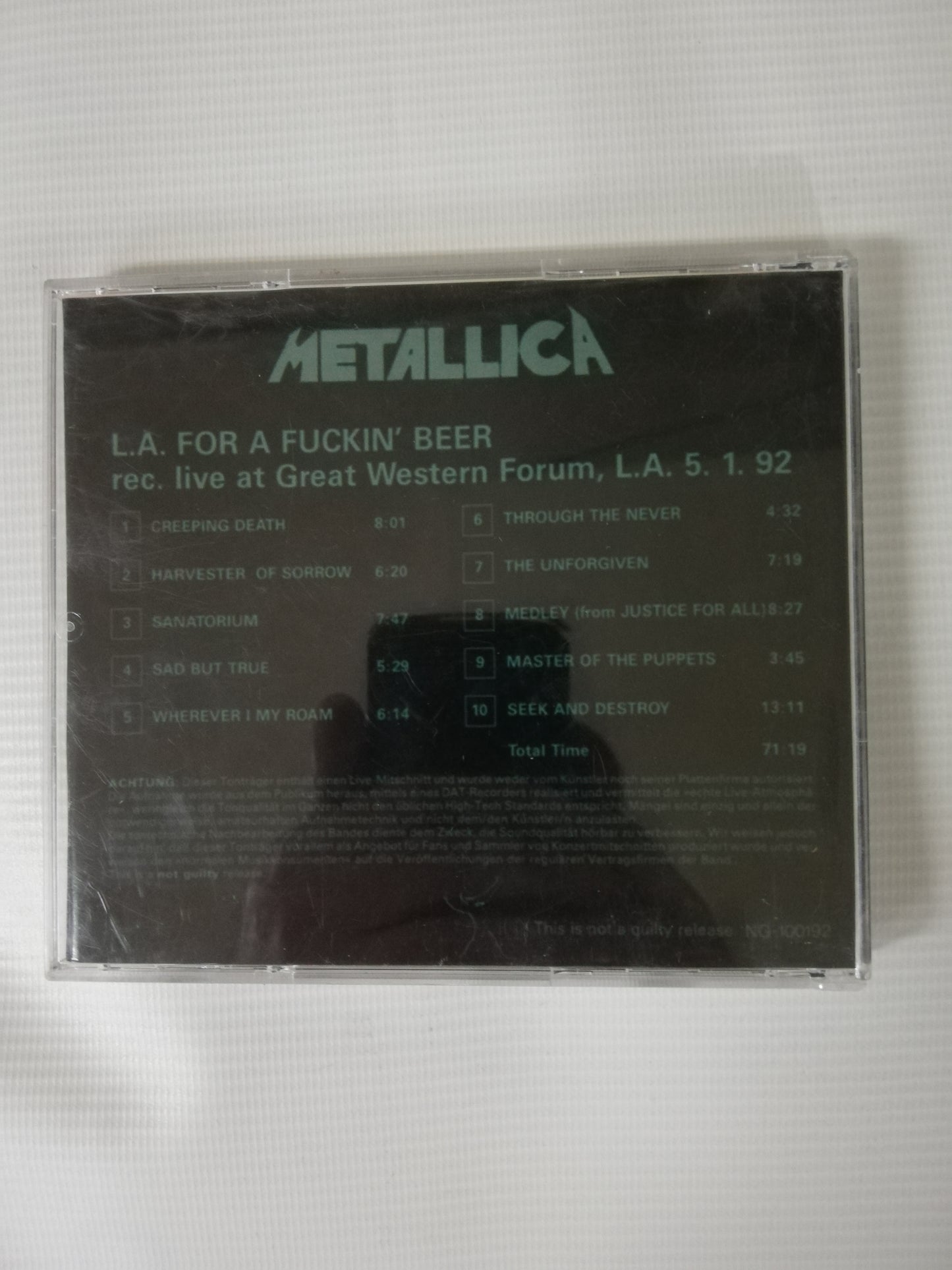 CD METALLICA - L.A. FOR FUCKIN´ BEER - LIVE L.A. / 92