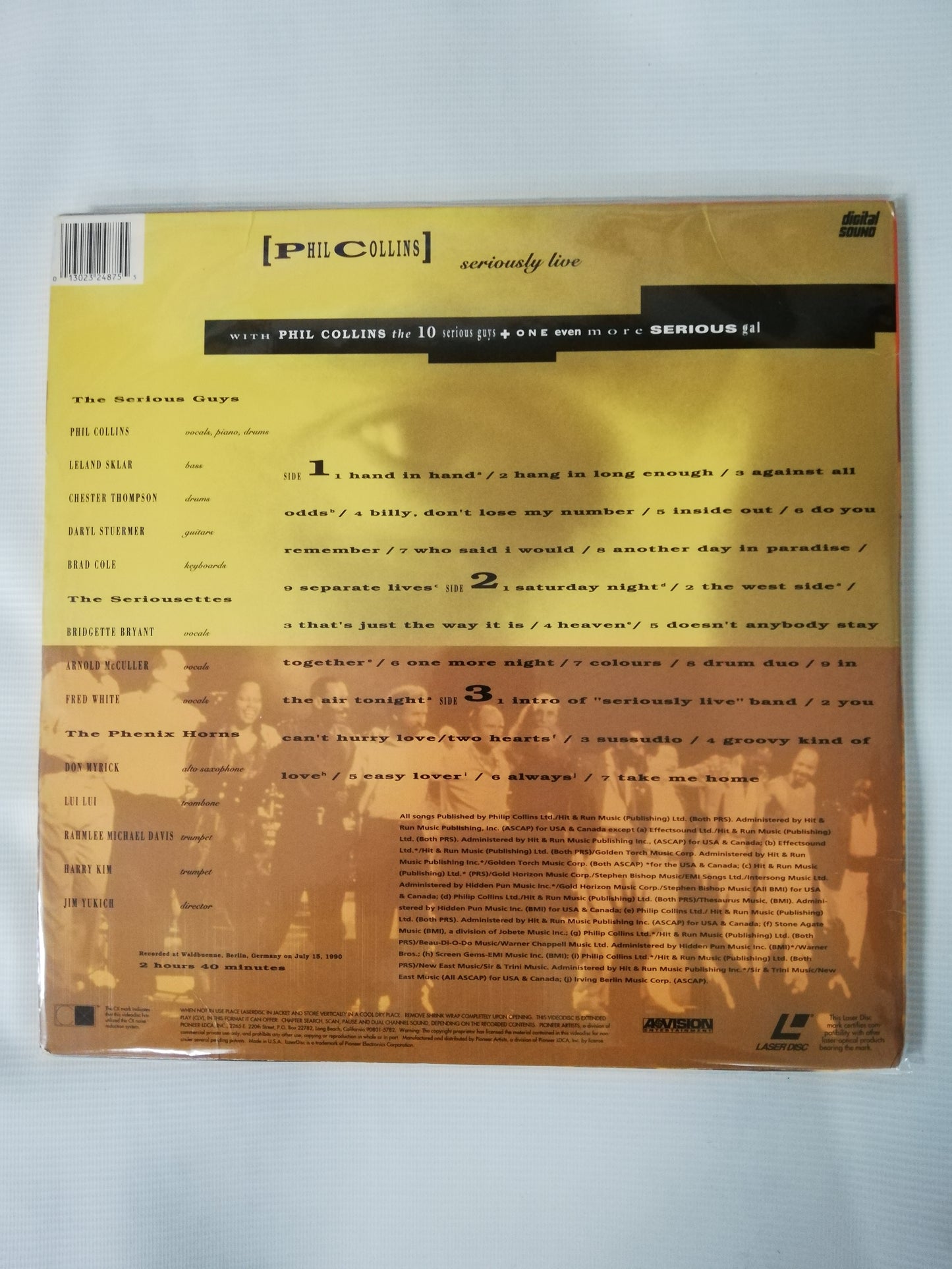 LASER DISC PHIL COLLINS - SERIOUSLY LIVE - LASER DISC X 2