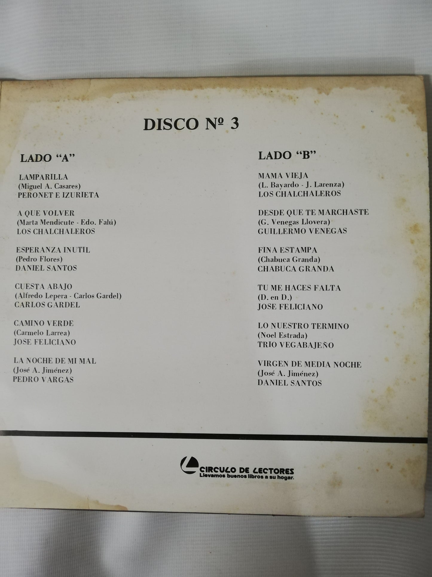 LP SELECCIÓN CIRCULO DE LA MÚSICA INOLVIDABLE - VARIOS INTÉRPRETES - VINYL X 3