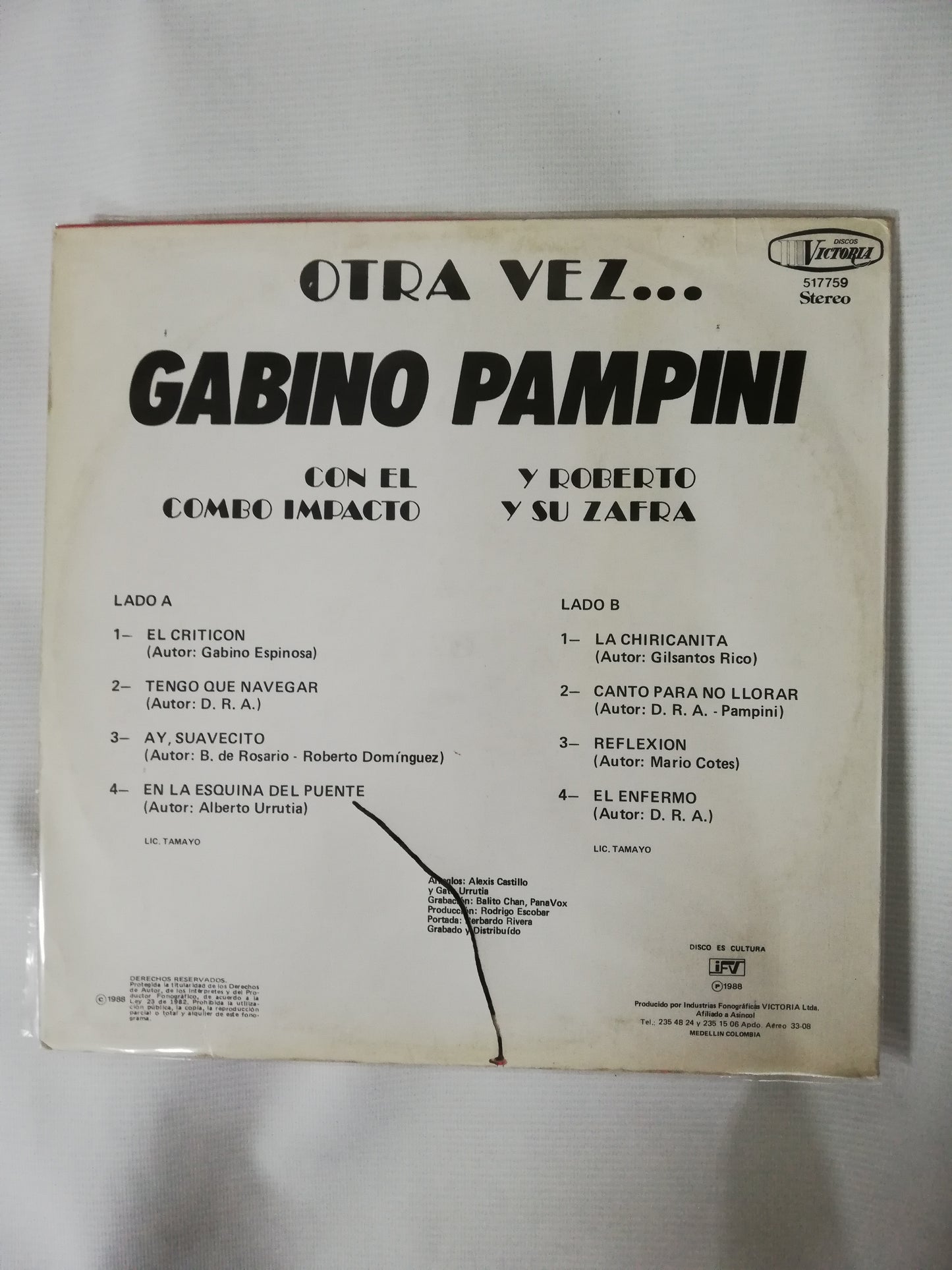 LP GABINO PAMPINI - OTRA VEZ...GABINO PAMPINI CON EL COMBO IMPACTO Y ROBERTO Y SU ZAFRA
