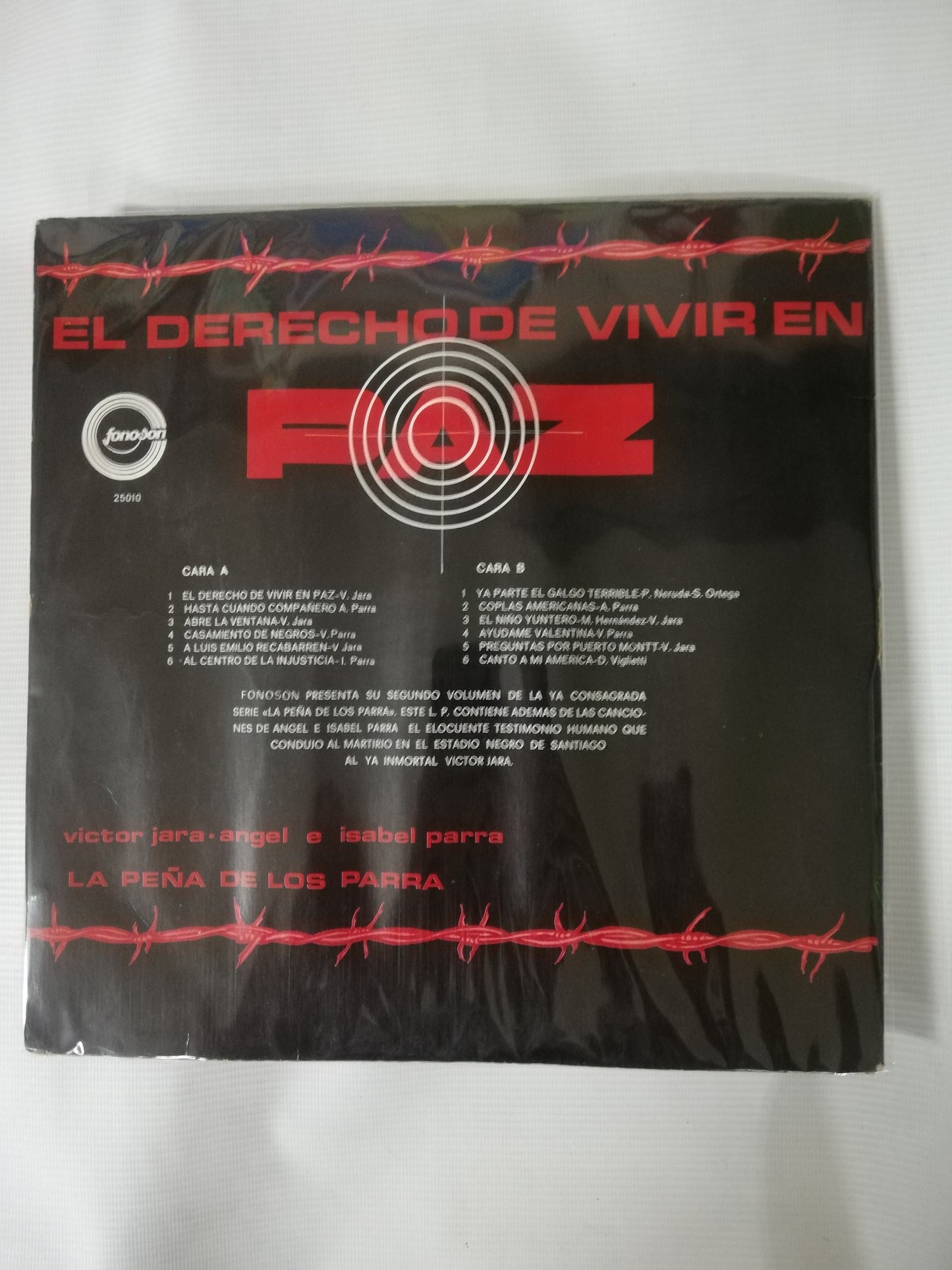 LP VICTOR JARA / ANGEL E ISABEL PARRA - EL DERECHO A VIVIR EN PAZ