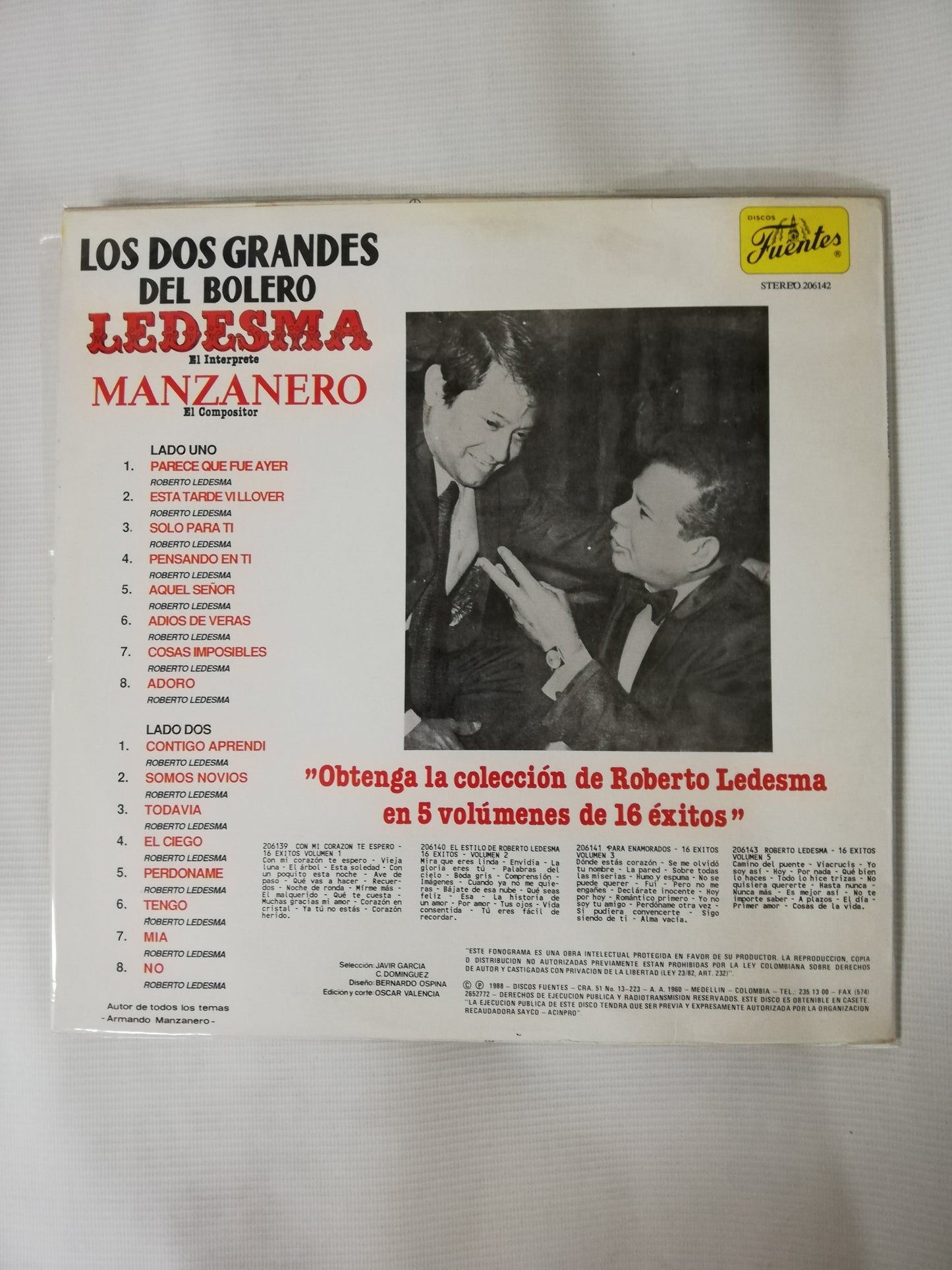 LP ROBERTO  LEDESMA EL INTÉRPRETE /ARMANDO MANZANERO EL COMPOSITOR - LOS DOS GRANDES DEL BOLERO
