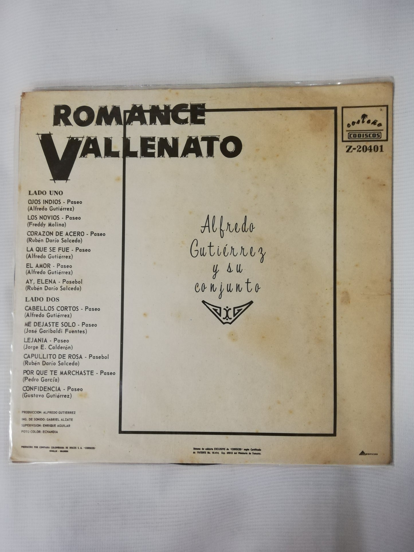LP ALFREDO GUTIERREZ Y SU CONJUNTO - ROMANCE VALLENATO