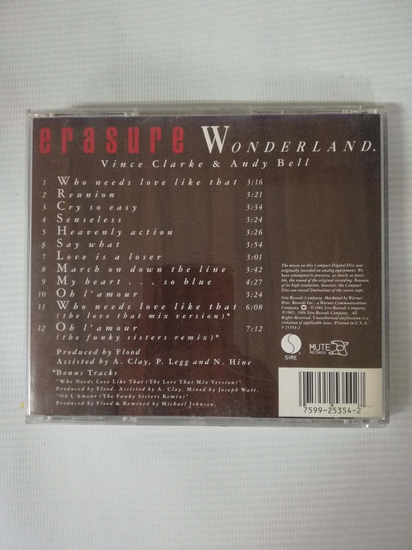 CD ERASURE - WONDERLAND