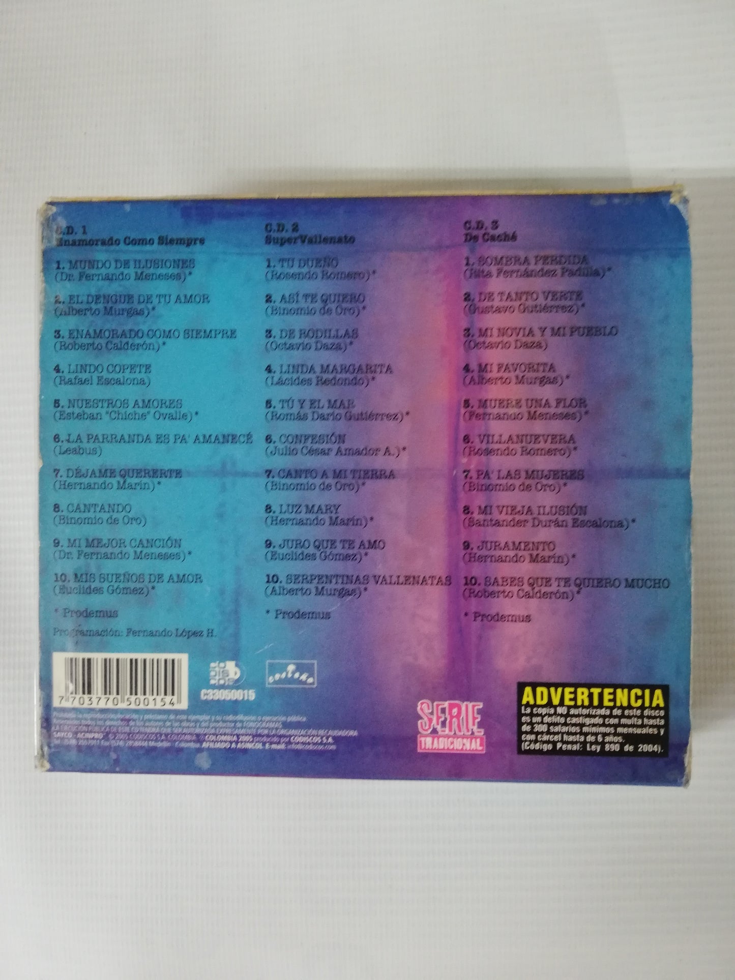 CD BINOMIO DE ORO - ENAMORADO COMO SIEMPRE / SUPER VALLENATO / DE CACHÉ - INCLUYE 3 ALBUMES