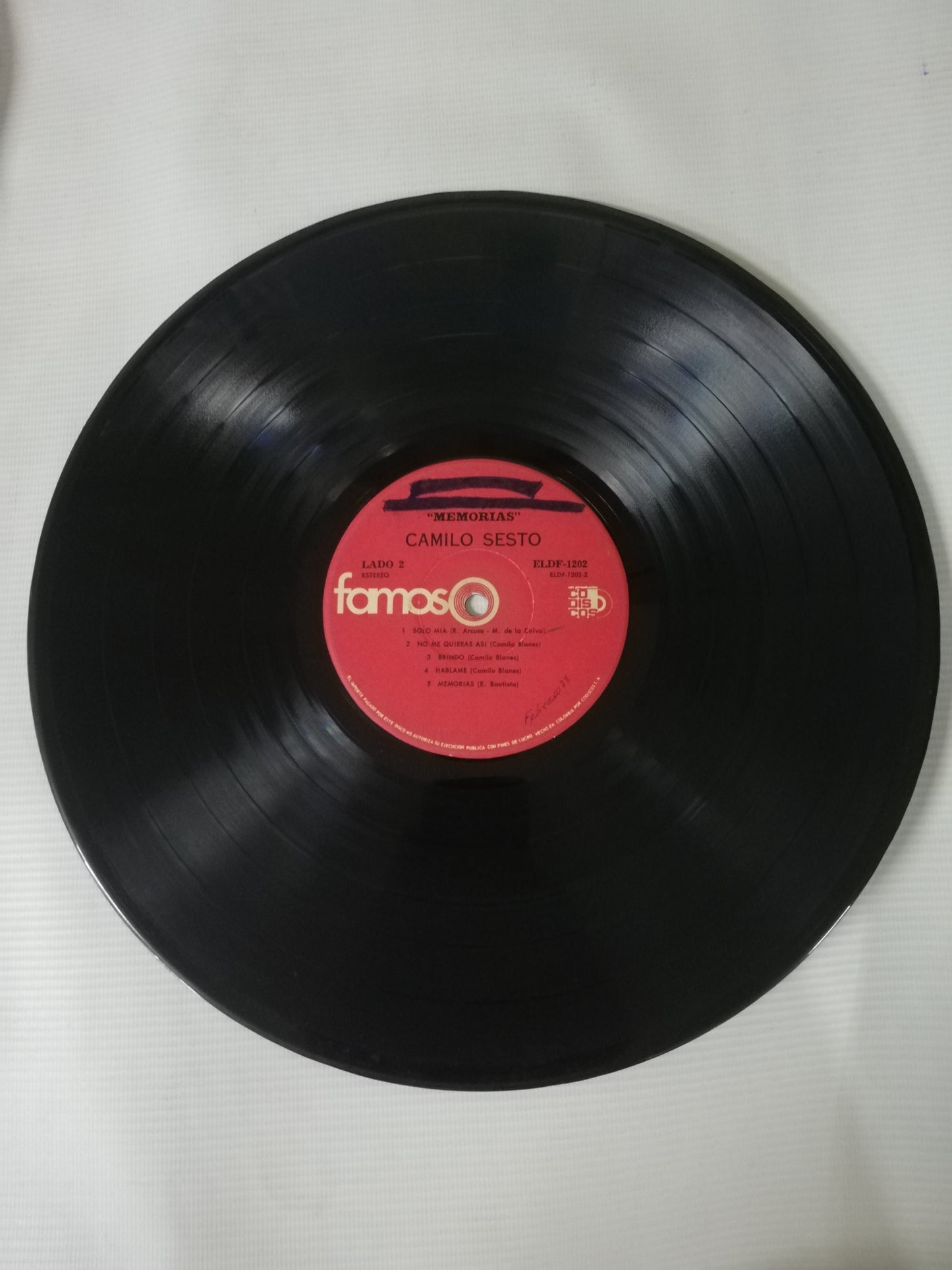 LP CAMILO SESTO - MEMORIAS
